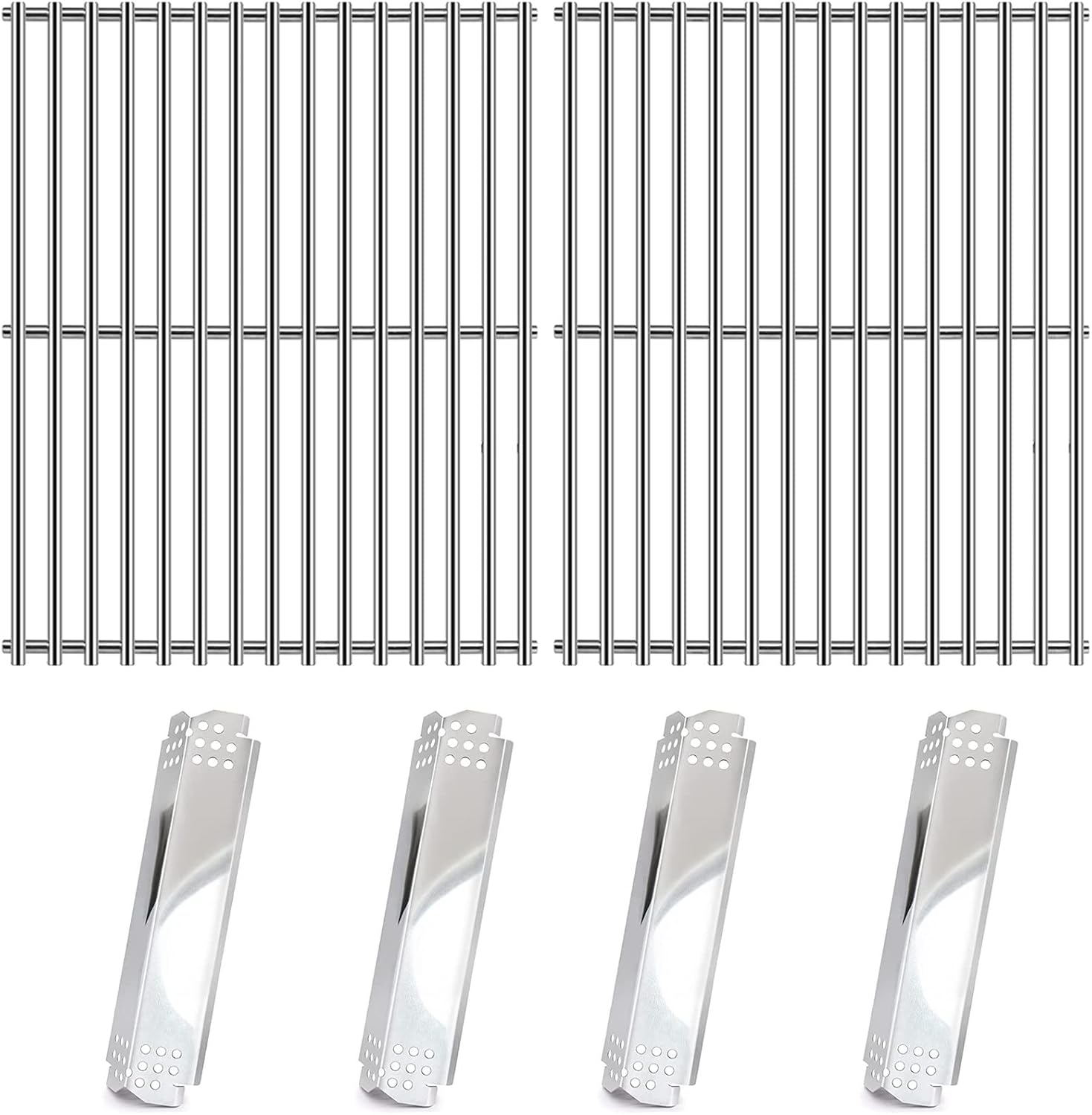 Adviace Grill Replacement Parts for Home Depot Nexgrill 4 Burner 720-0830H, 720-0783E, 720-0830D, Stainless Steel 17 Inch Cooking Grill Grates, Heat Shield Tent Plates for Nexgrill Grill Parts.