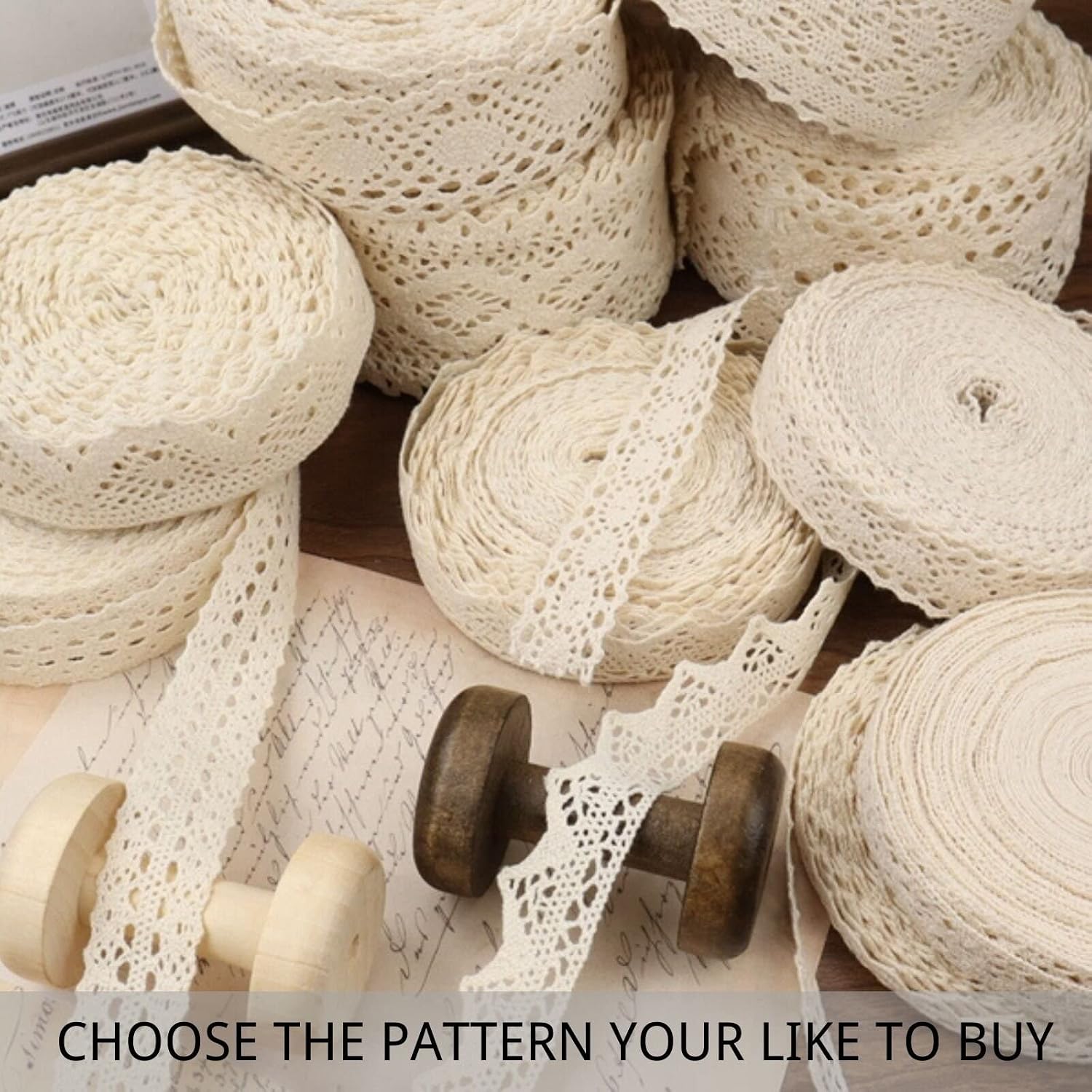 Vintage Lace Ribbon Cotton Lace Trim Crochet Sewing Lace for Crafts, Gift Package Wrapping, Bridal Wedding Decoration, Scrapbooking Supplies 10 Yards