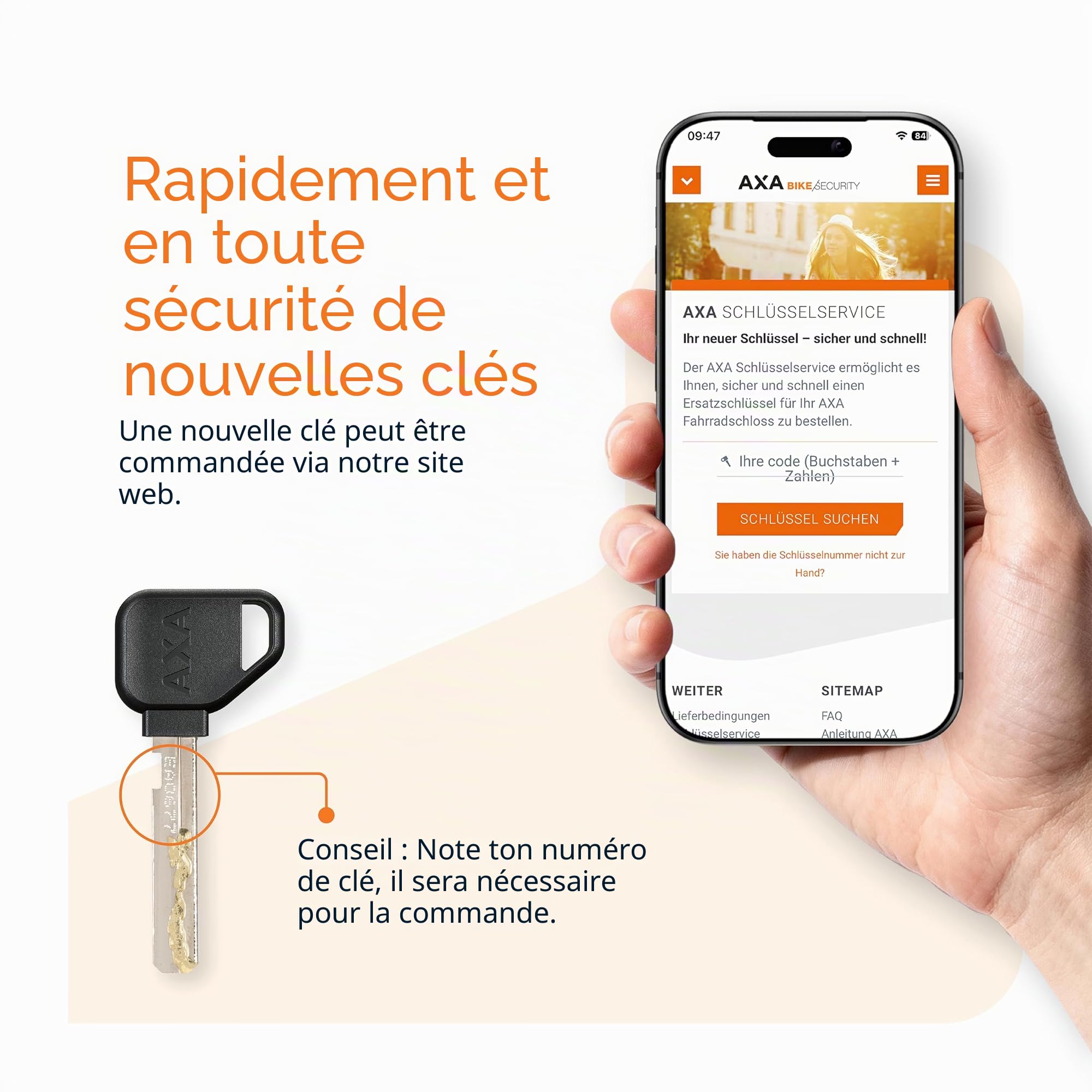 AXA Block XXL Antivol à cadre + ULC 100 chaîne enfichable, kit avec sac – Antivol de vélo avec chaîne plug-in – Niveau de sécurité 12 – Longueur 100 cm – Clé non amovible