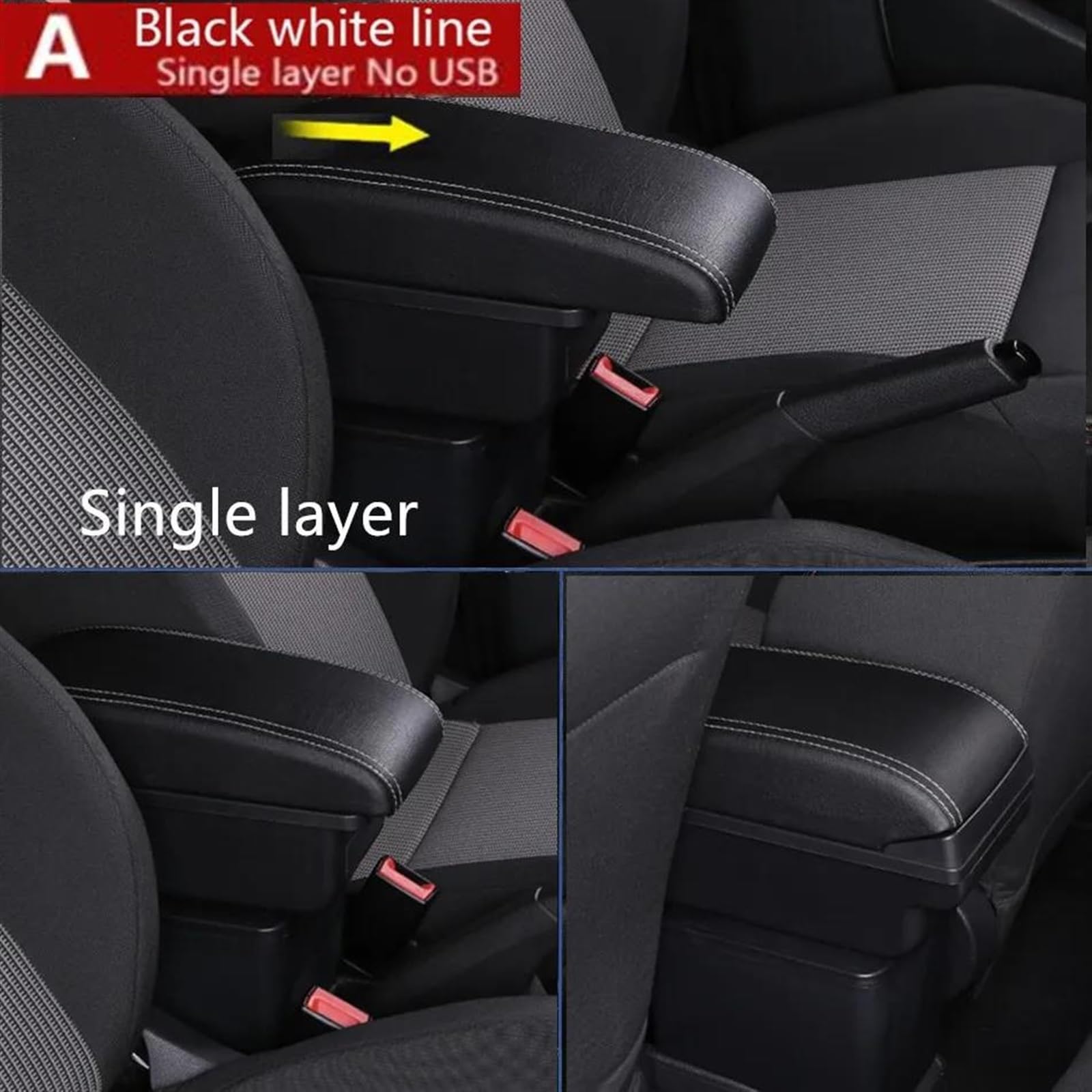 Scatola Bracciolo Con Supporto Multifunzionale Cuscino In PU Accessori Per La Modifica Degli Interni Dell'auto Per Fiesta Mk5 2002-2008 Consolle centrale(A white line No USB)