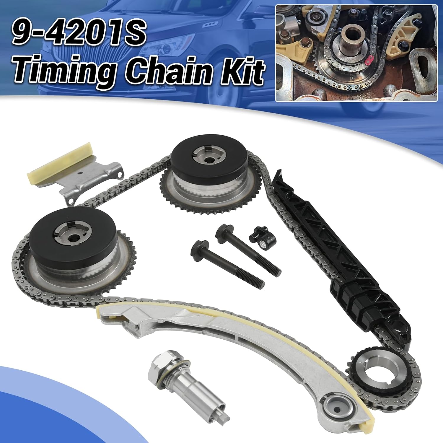 2.4 Ecotec Timing Chain Kit W/VVT Sprocket Compatible with 2009-2017 Chevy Equinox Malibu Cobalt, GMC Terrain, Buick Lacrosse Regal Verano, Pontiac G5 2.2 2.4L Replace 9-4201SAVVT1 12588387