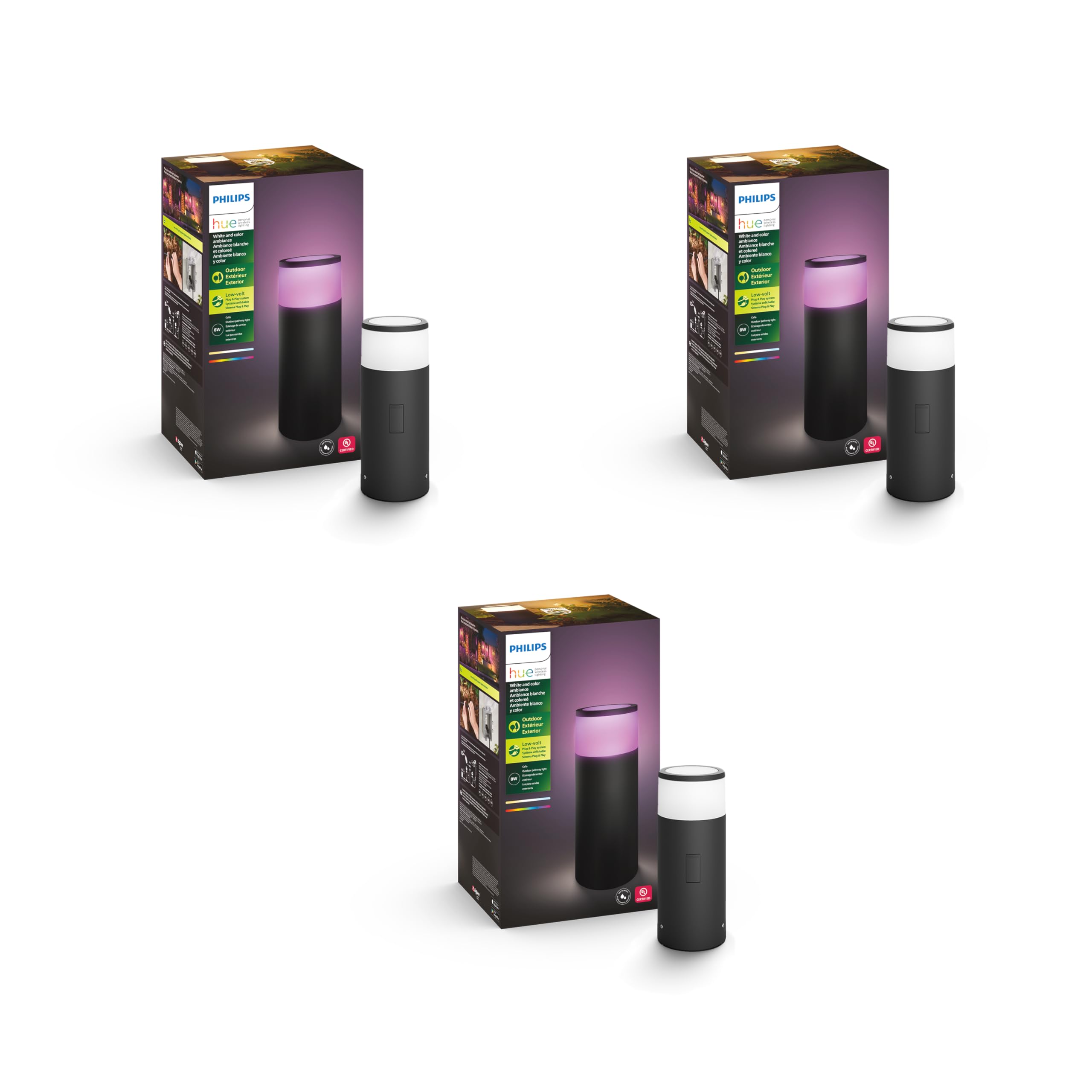 Philips Hue Calla Outdoor Smart Pathway Light, 3 Pack, White