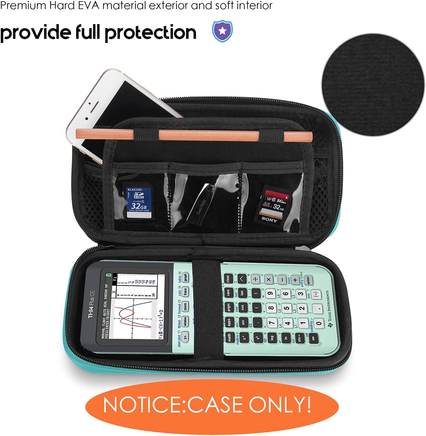 ProCase Hard EVA Case for Texas Instruments Ti-84 Plus CE, Durable Travel Storage Carrying Box Protective Bag for Ti-84 Ti-83 Ti-85 Ti-89 Ti-82 Plus/C CE Graphing Calculator and More –Mint