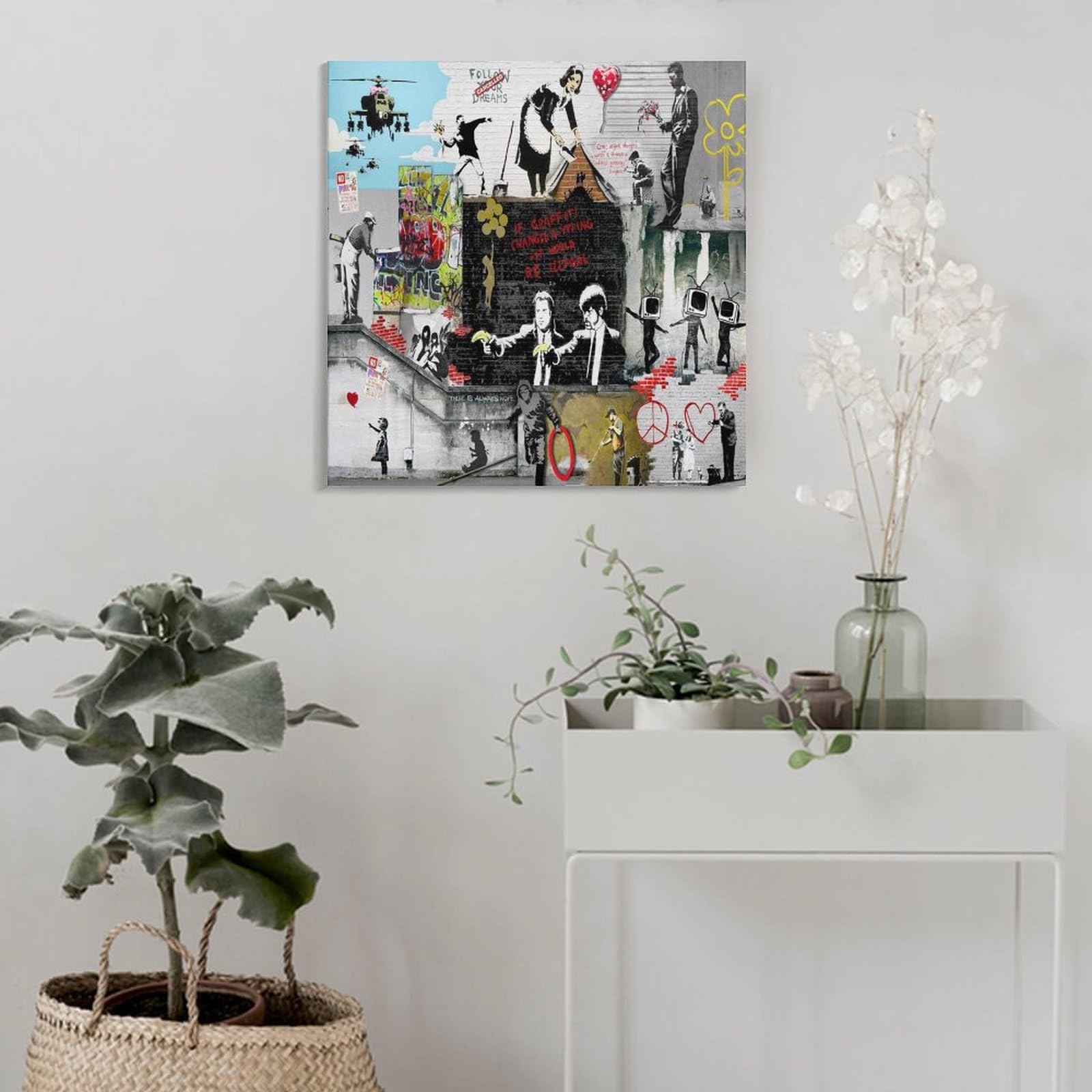 Amazon.co.jp: バンクシー モンタージュ コラージュ キャンバス