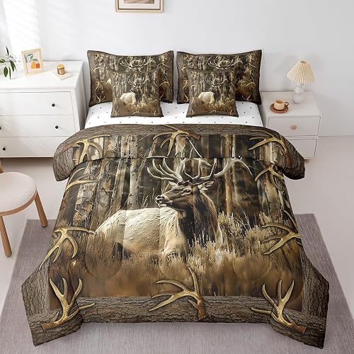 Erosebridal 7 Piece Bed in a Bag Full Size Comforter Set Rustic Deer Bedding Set