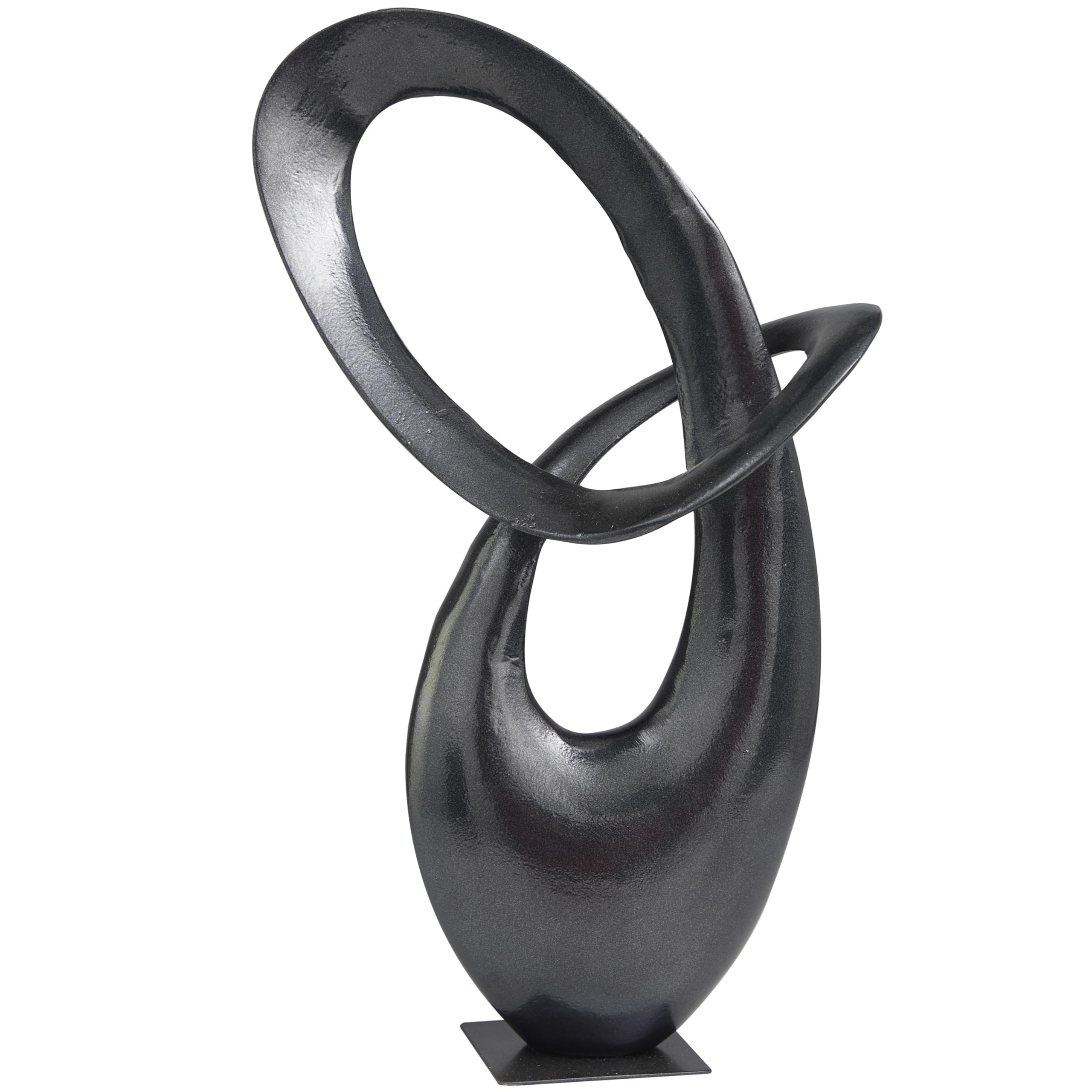 Deco 79 Escultura decorativa abstracta de metal de aluminio para decoración del hogar, figura decorativa de 9 x 6 x 17 pulgadas, gris oscuro