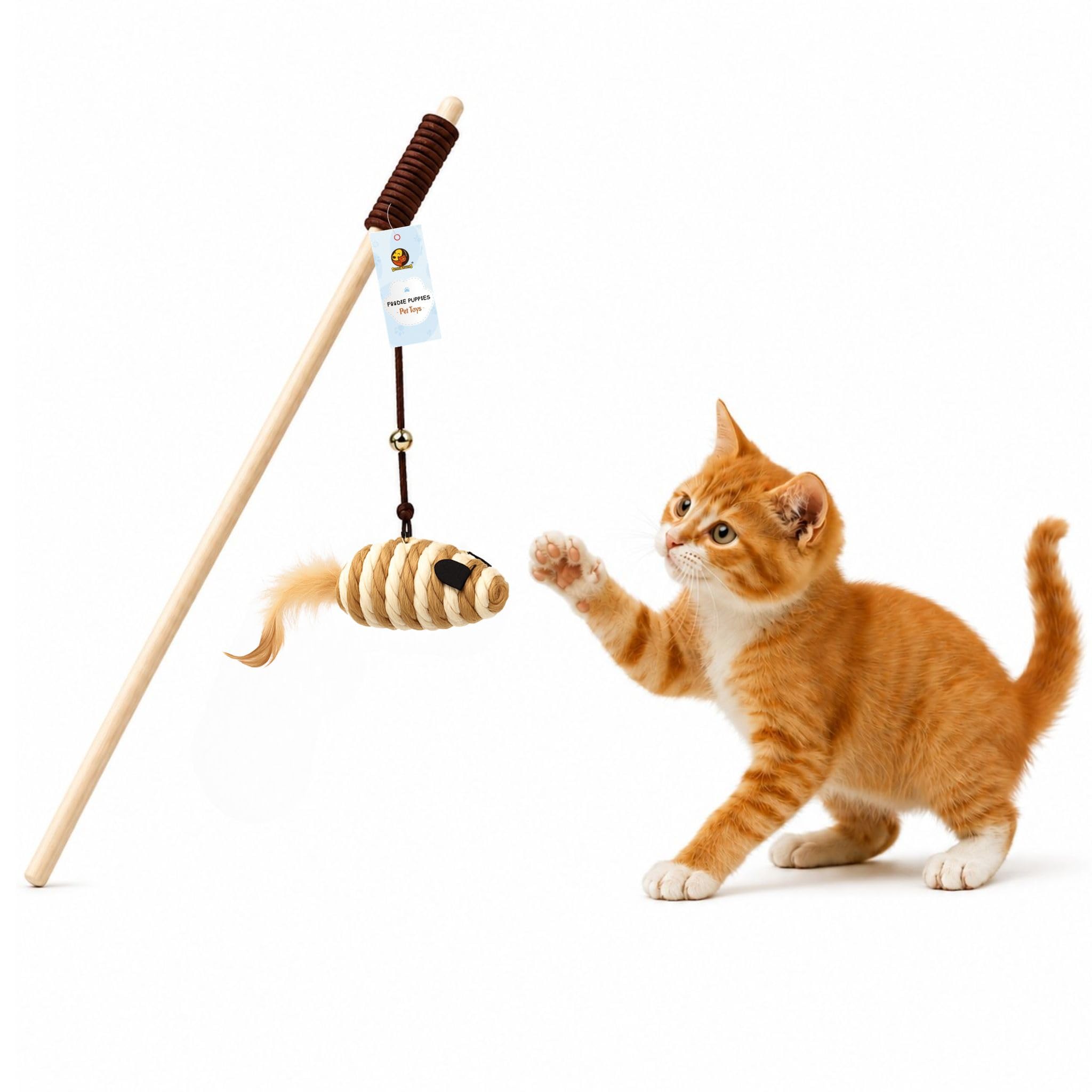 Foodie Puppies Wooden Teasing Stick for Cats and Kittens (Sisal Mouse Stick) | Interactive Cat Teaser Wand with Stringed Sisal Mouse for Teasing, Playing, Exercise (Size: 40cm)-image-48