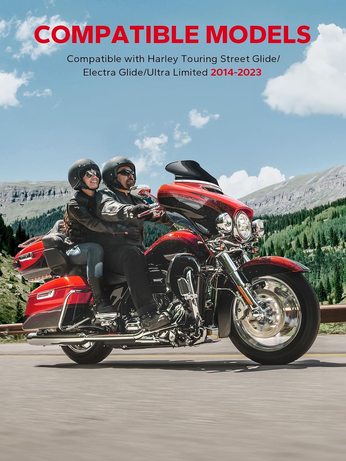 Amazicha Black 9" Wave Windshield Windscreen Compatible for 2014-2023 Harley Davidson Touring Street Glide Electra Glide Ultra Limited Tri Glide FLHT FLHX FLHXS FLHTK 14-23