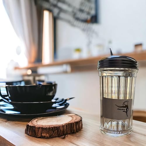 Miniatura 7 de Dispensador de vidrio con tapa de acero inoxidable y tapa lateral de 12 onzas.