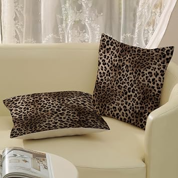 Brown Leopard Print Pillow Covers 18x18 Set of 2 Cheetah Pillow Cases Animal Skin Cheetah Print Modern Decorative Throw Pillows Outdoor Farmhouse Decorations Cushion Case for Couch Sofa Room