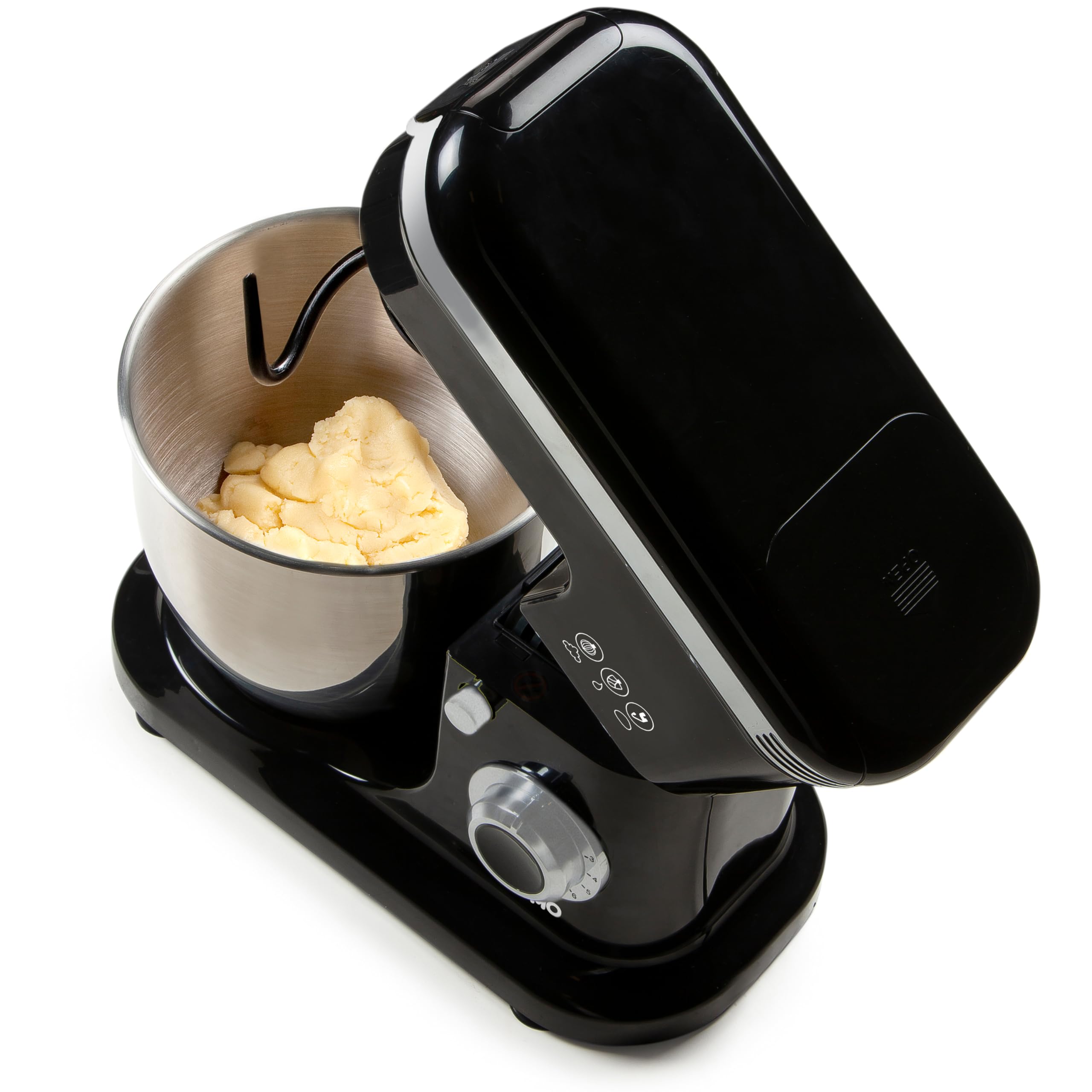 DOMO DO1023KR Robot de cuisine – 8 vitesses – Avec fonction pulse – 6 l – 1200 W – Noir/Argent