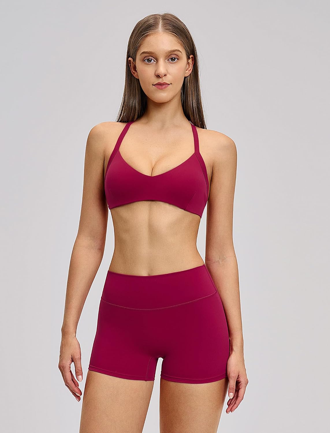 QBGJTD Women Two Piece Workout Sets Open Back Sports Bra Matching High Waist Gym Shorts Yoga Athletic Clothes