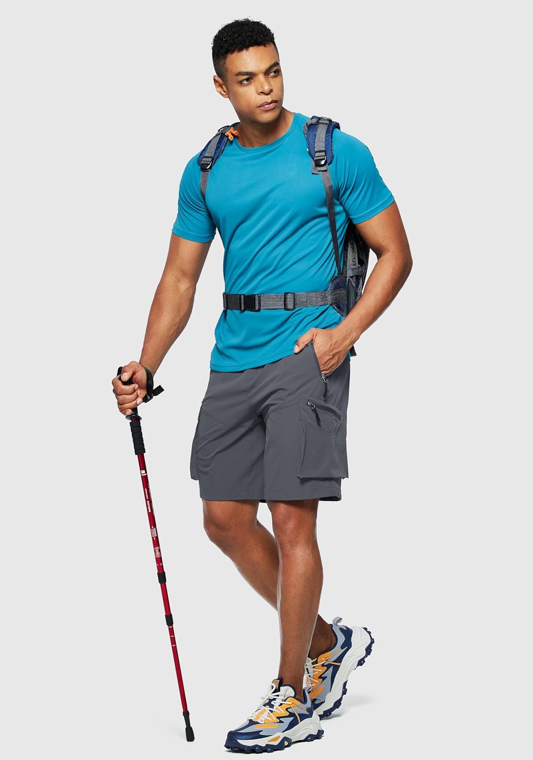 Pudolla Men's Hiking Cargo Shorts Quick Dry Outdoor Travel Shorts for Men with Multi Pocket for Fishing Camping Casual