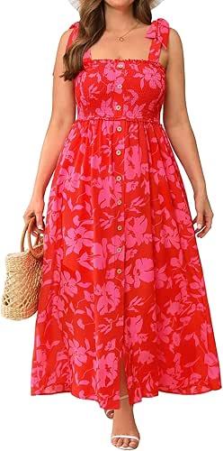 Plus Size Summer Dress - Sun Casual Beach Boho Floral