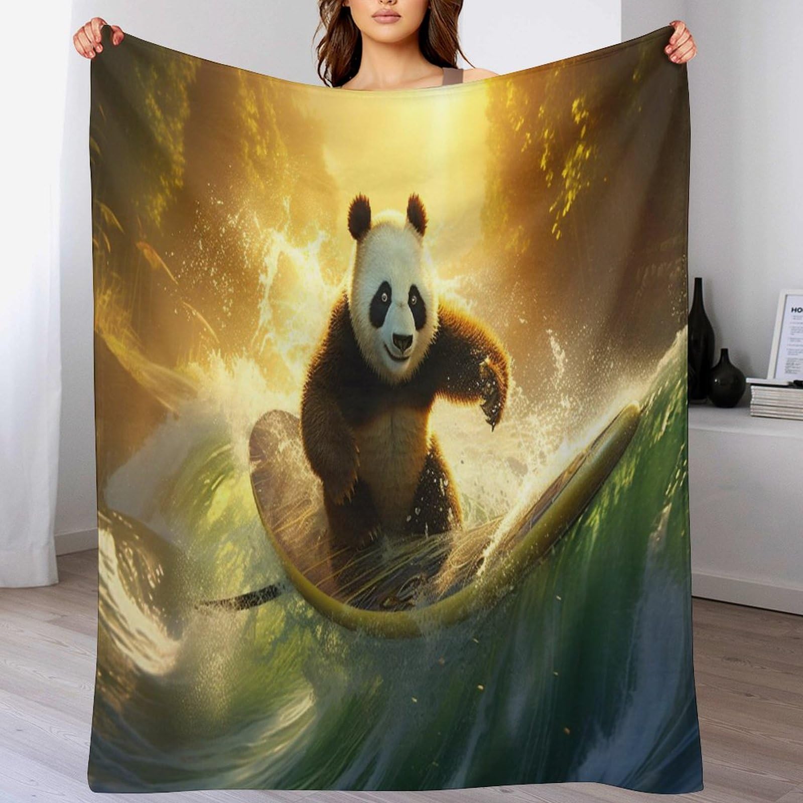Couverture panda moelleuse en cadeau idéal pour chambre d'enfant et salon