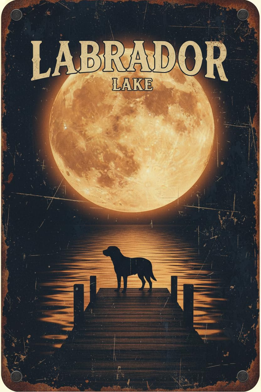 Dogs Labrador Metal Sign Tin Poster Decor Bar Wall Art Painting Decor For Kit Home Decoration Vintage Nostalgic Mural Dimensions 8x12 INCH Signs Aluminum Plates Printed
