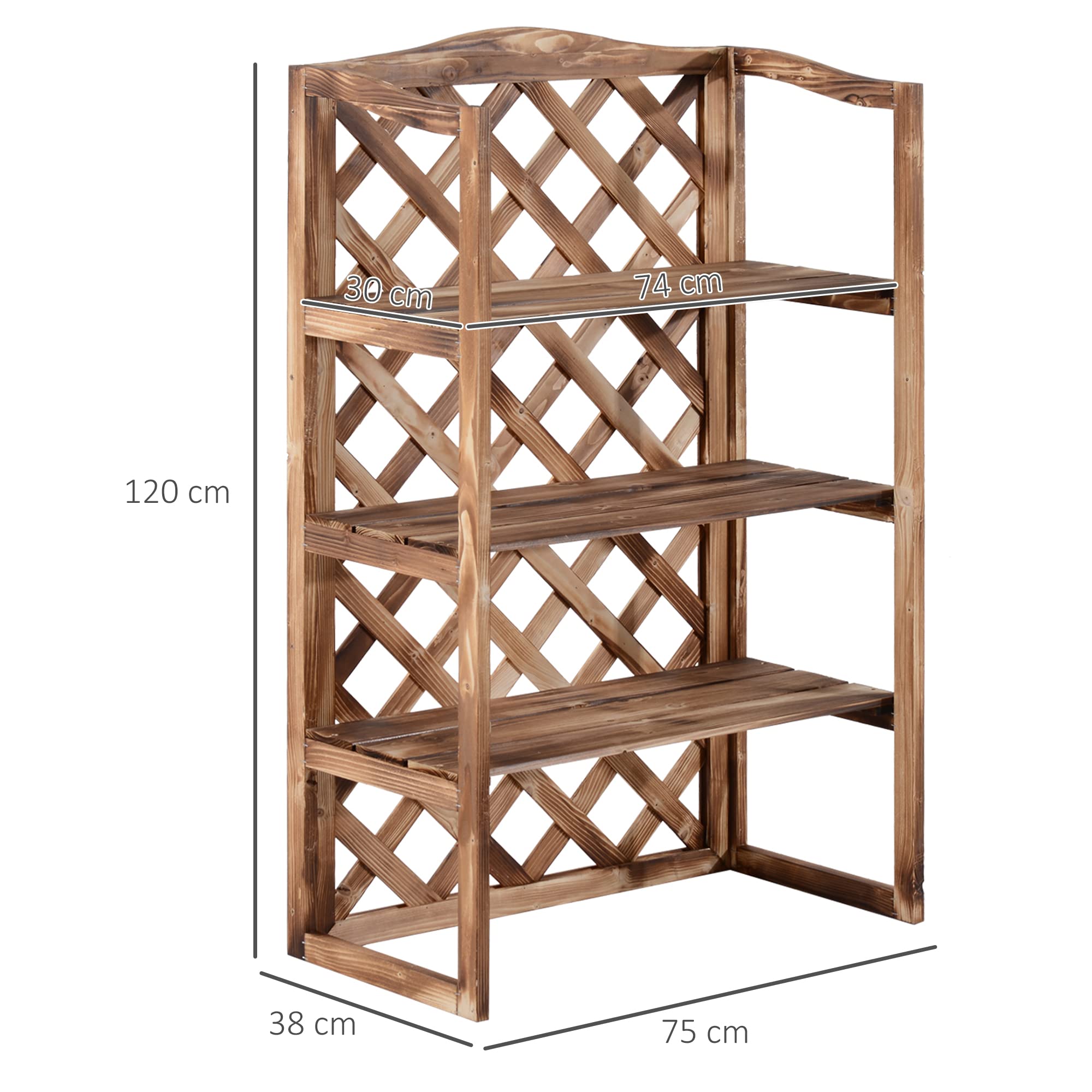 Outsunny Supporto fiori 3 livelli legno abete, scaffale fiori/piante