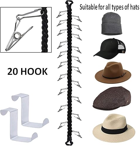 Miniatura 3 de Percha para gorras, sombreros, gorras de béisbol, organizador de gorras de béisbol, soporte para gorra de béisbol, almacenamiento de sombreros de