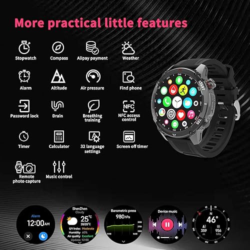 Miniatura 8 de Reloj inteligente con GPS para hombres/mujeres/adolescentes con frecuencia cardíaca NFC, monitor de oxígeno en sangre para dormir, contador