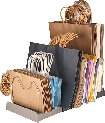 Organizador de bolsas de compras ajustable, ideal para almacenar tela plegada, papel, almuerzo y alimentos reutilizables, compras y bolsas de regalo