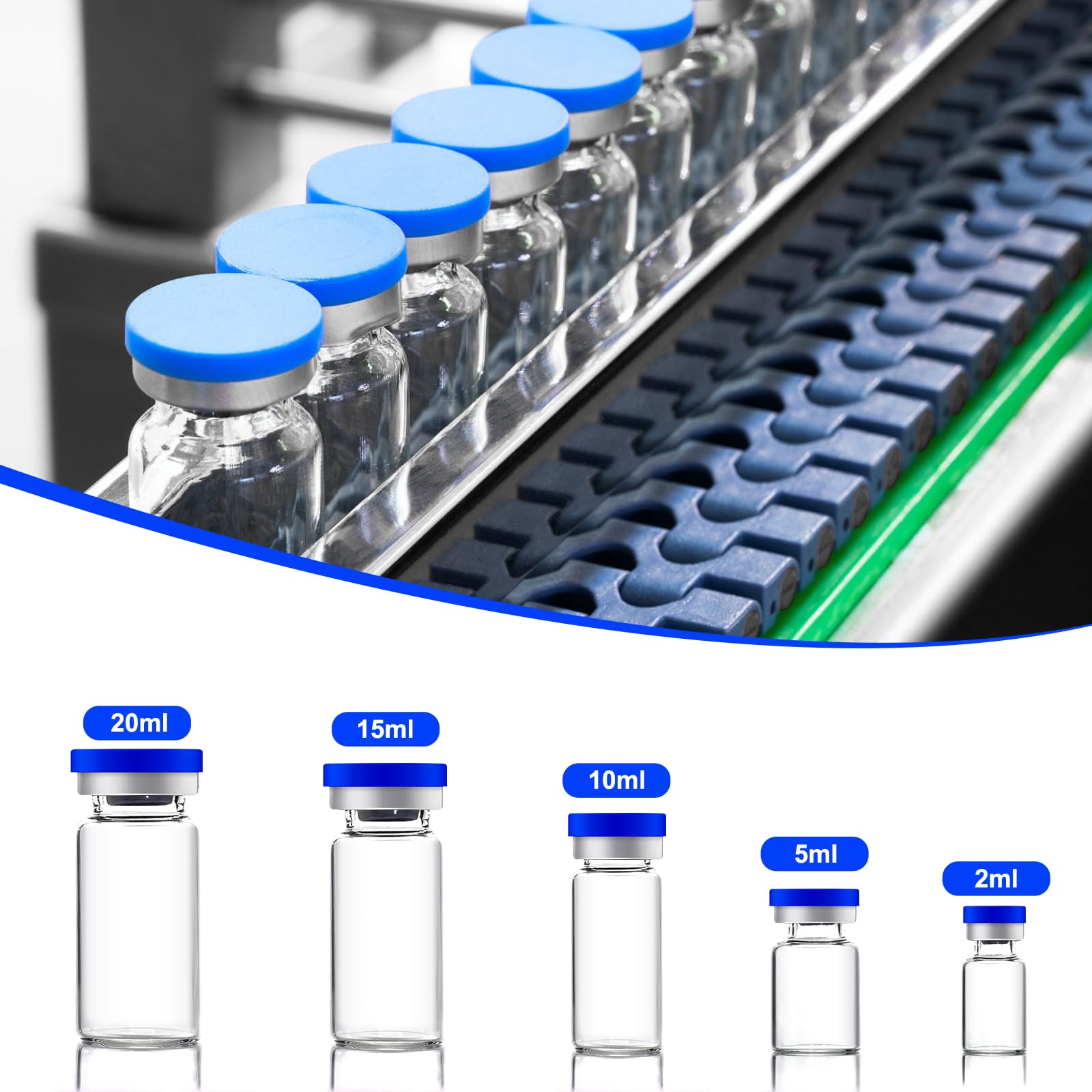 5 ml Sterile Empty Vials Glass Vials with Caps and Rubber, Laboratory Sealed Liquid Sample Storage Vials (10pcs pcs