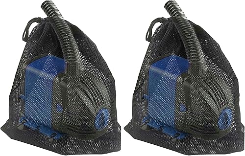 Paquete de 2 bolsas de barrera de bomba de 12.2 x 15.9 pulgadas, bolsa negra con cordón para la mayoría de bombas de estanque, bolsa de malla de