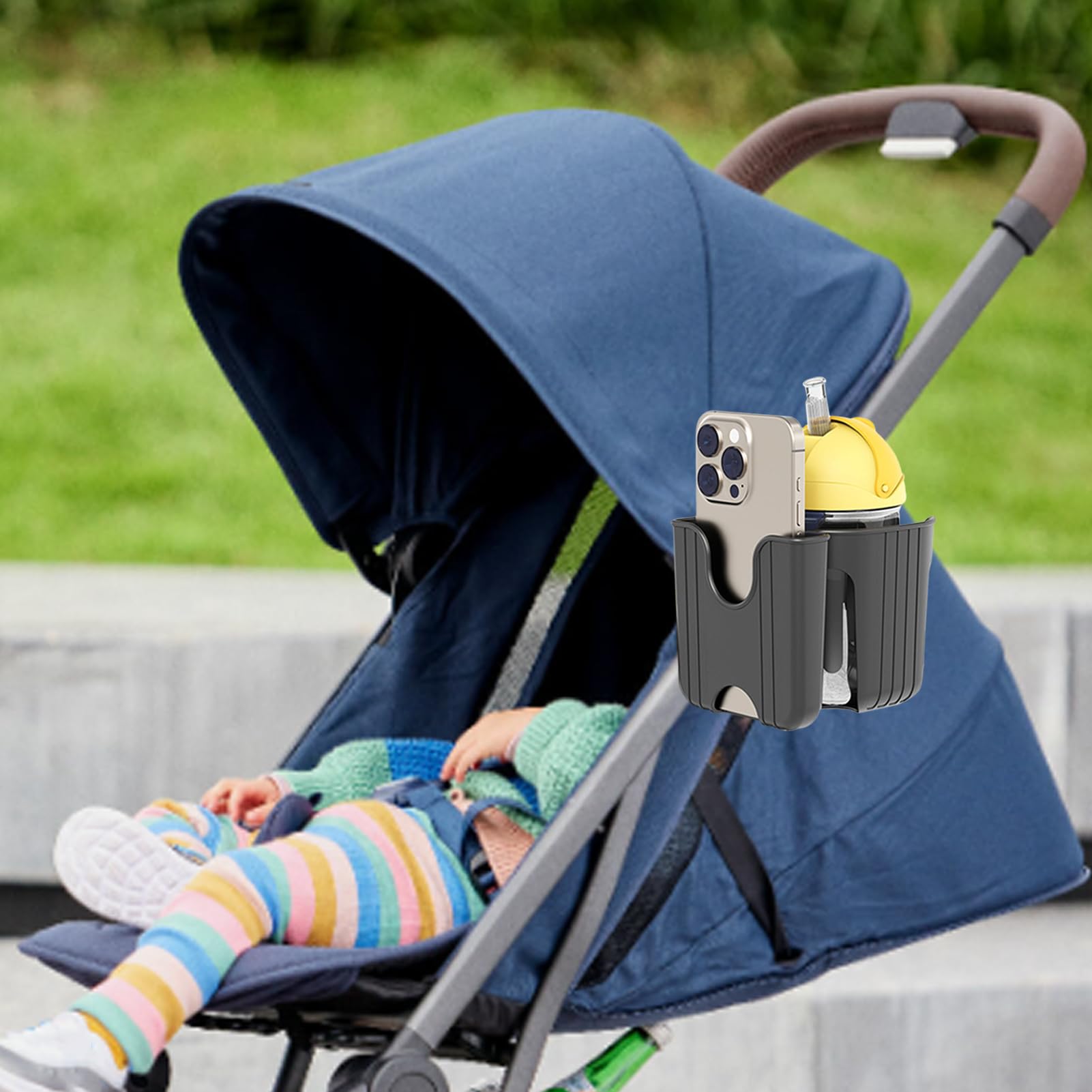 Supporto per portabicchieri per passeggino, supporto per telefono e bicchieri, robusto, regolabile, rimovibile, organizer per scooter, telefono, sedia a rotelle, deambulatore, mobilità, scooter e bici
