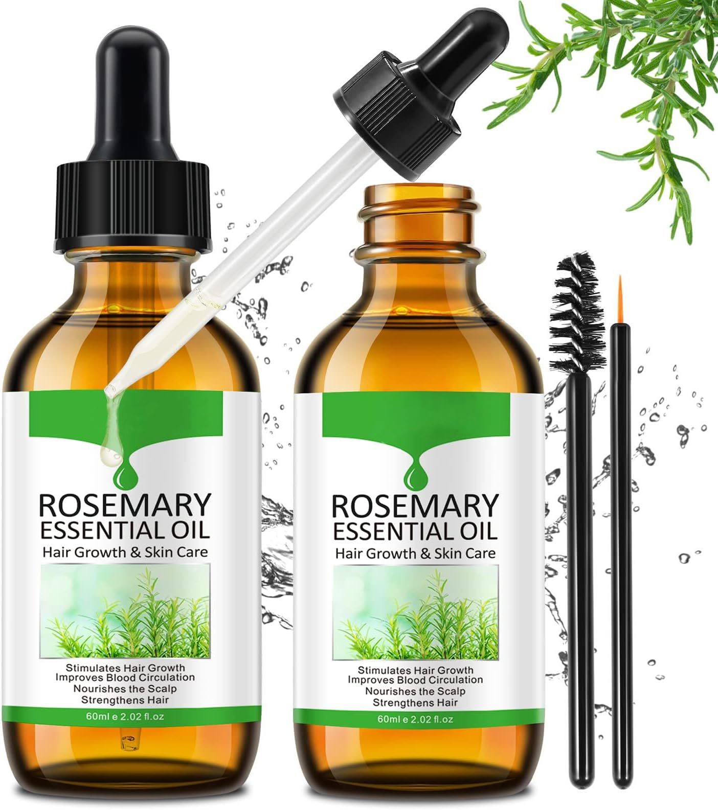Rosemary Essential Oil for Hair Growth & Skin Care, Improve Hair Loss and Nourishes Scalp for Men and Women, Rosemary Oil for Hair Growth, Promotes Eyebrow and Eyelash Growth,120ml