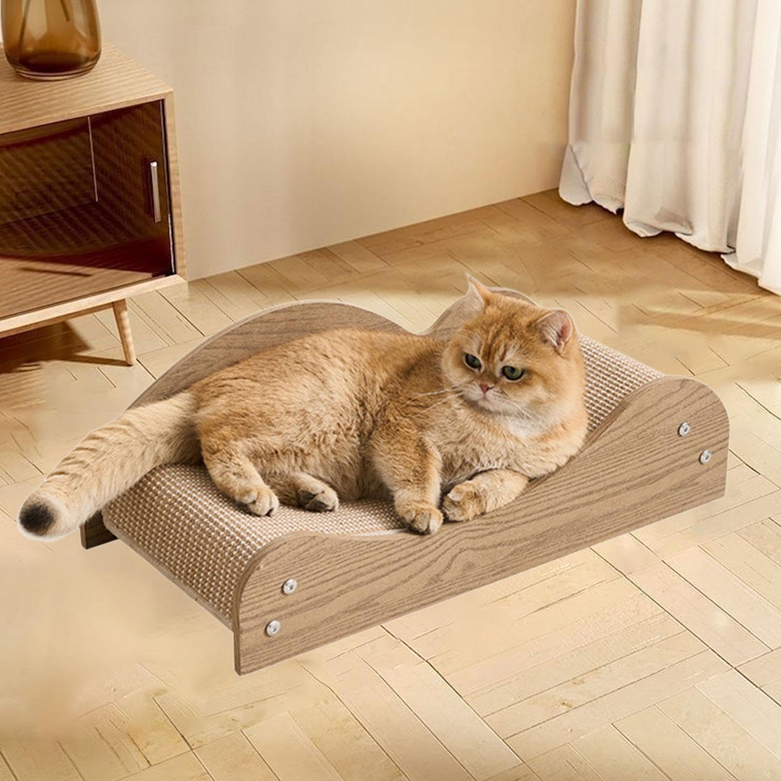 Kratzbrett für Katzen Katzenkratzpad Interaktives Kratzspielzeug Möbelzubehör Aus Robustem Holz Komfortable Liegefläche Vielseitig für Schlafplatz Woh, Style A