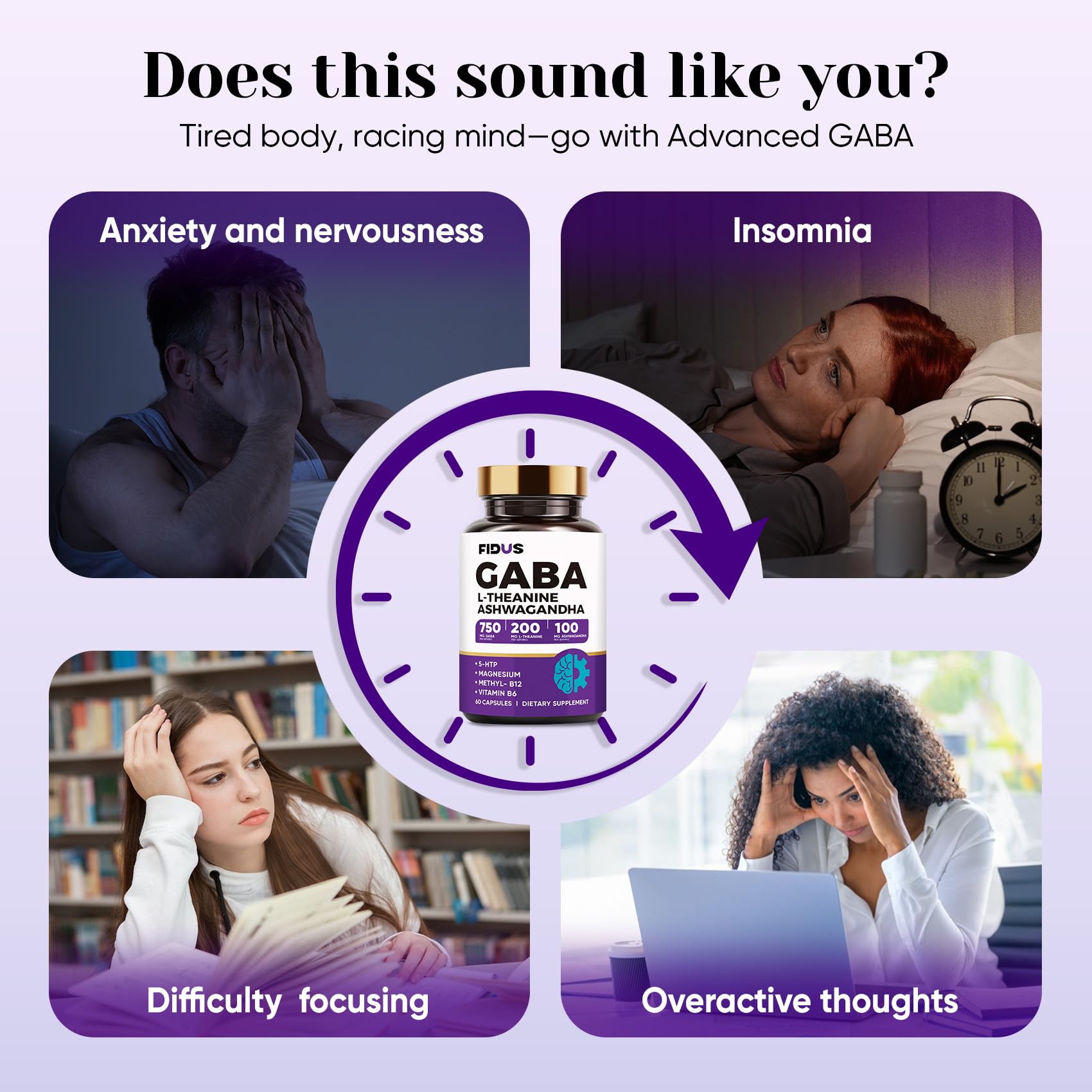 GABA Supplements 1050mg Blend, Advanced Sleep Aid & Calm, L-Theanine, 5-HTP — Amazon image 2
