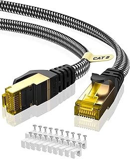 ARISKEEN Cat 8 Ethernet Cable 6M, High-Speed 40Gbps 2000MHz Ethernet Cable Braided Flat Gigabit Rj45 STP Shielded Internet Network Lan Cable Cord for Xbox PS4 PS5 Modem Router PC