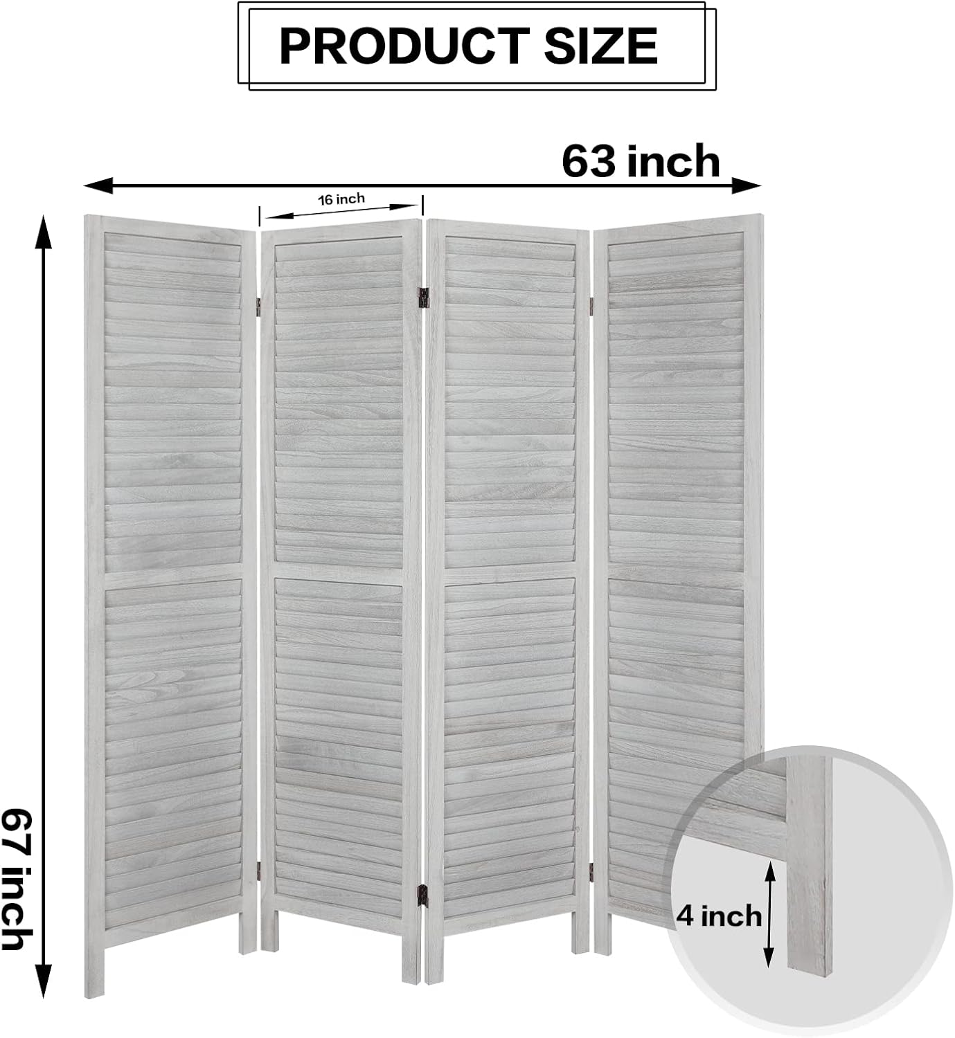 Buy 4 Panel Room Divider Fully Assembled 5.6Ft Tall Wood Room Divider Room Dividers and Folding