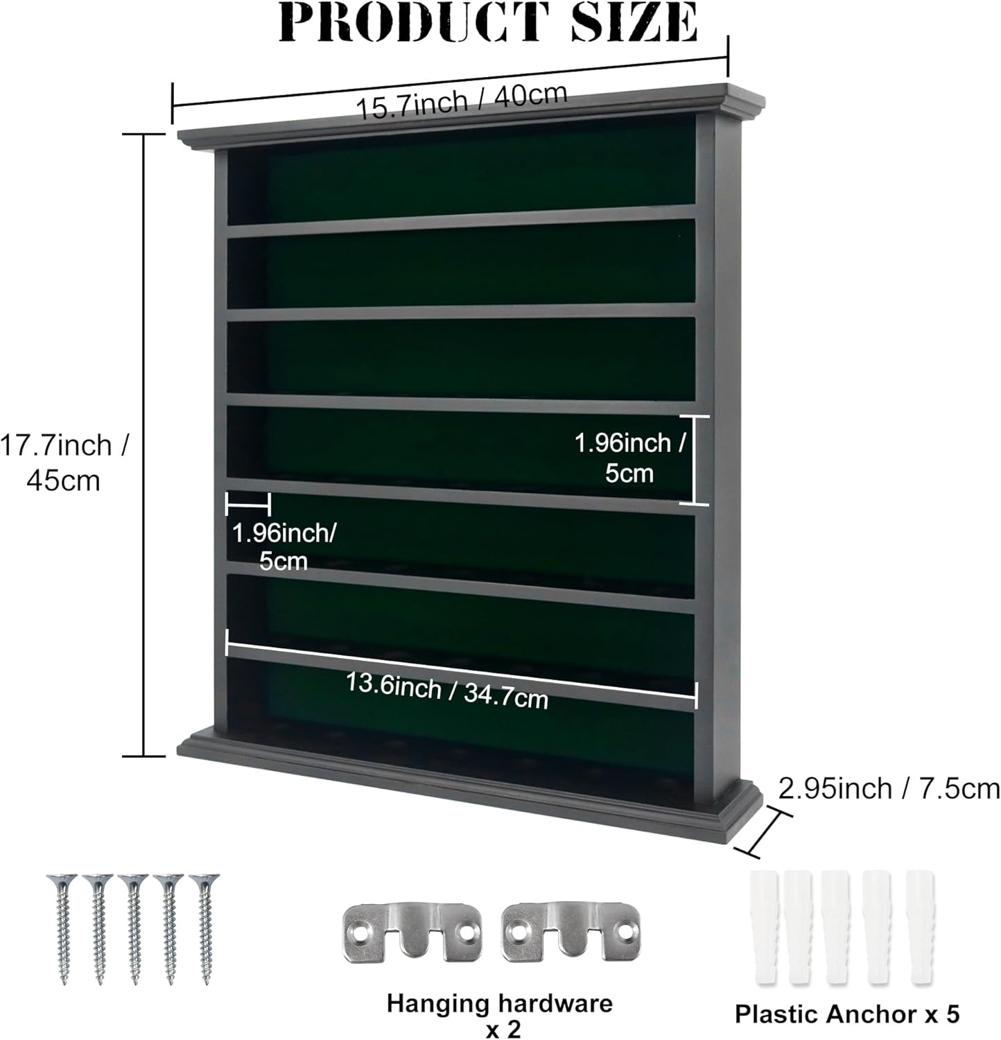 49 Golf Ball Display Case Wall Mounted -Black Golf Ball Holder with Green Velvet Backing, Anti-Fall Slots, No Assembly Needed for Golf Souvenirs & Collectibles