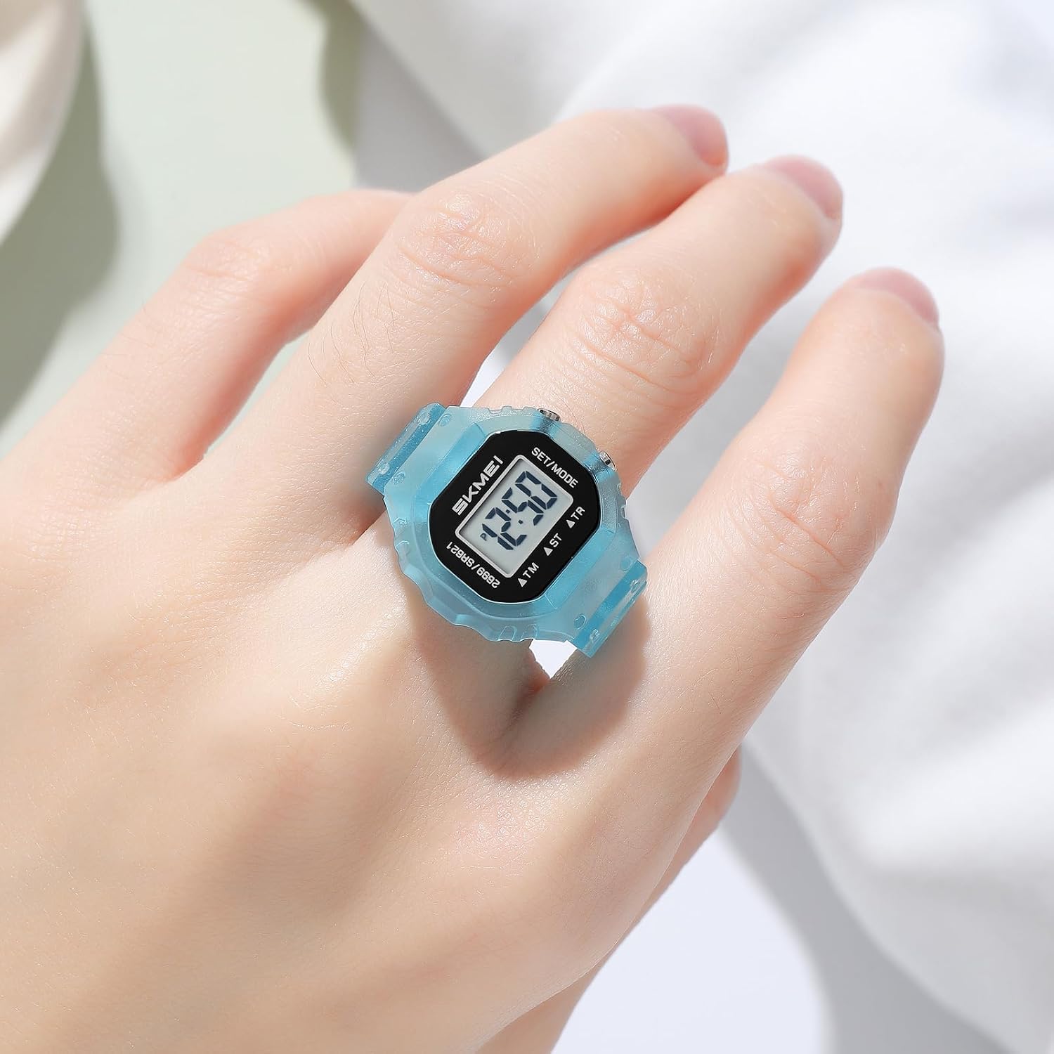 MASTOP Finger Ring Digital Watch for Men and Women, Lightweight, Waterproof, Adjustable Silicone/ABS Strap, Mini Finger-Sized Timepiece with Chronograph, Date & Week Display, 12/24 Hour Format image 4