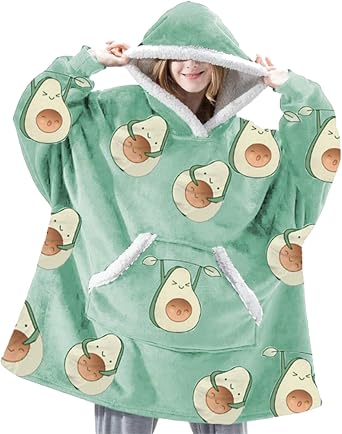 blanket Hoodie for womens smooth flannel men avocado lazy casual plush Sherpa blanket Unisex home pullover sweaters