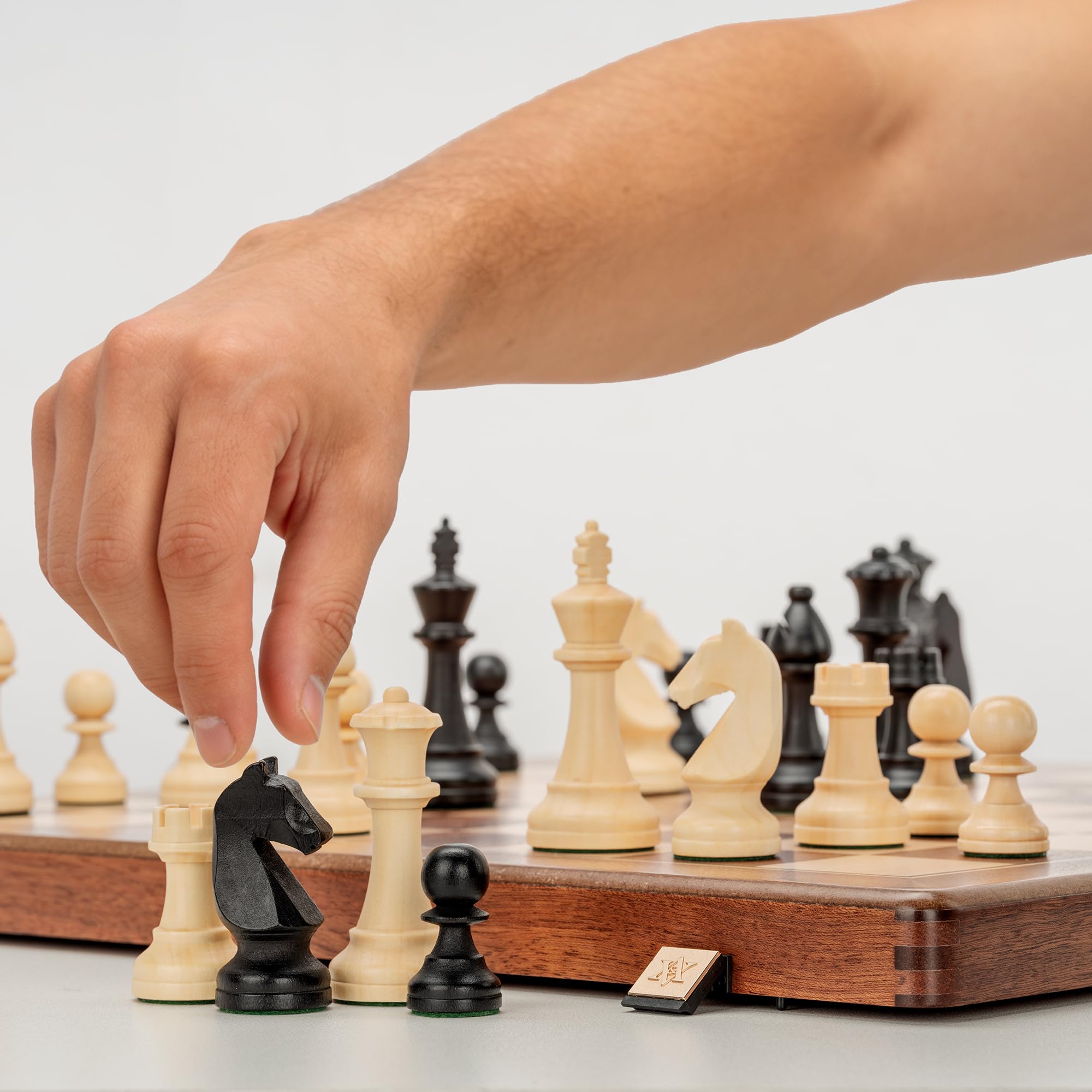 A&A 48cm hölzernes klappbares Schach Set / 9.6cm König Höhe Staunton Schachfiguren - Mahagonischachtel mit Ahorn- und Mahagoniintarsien