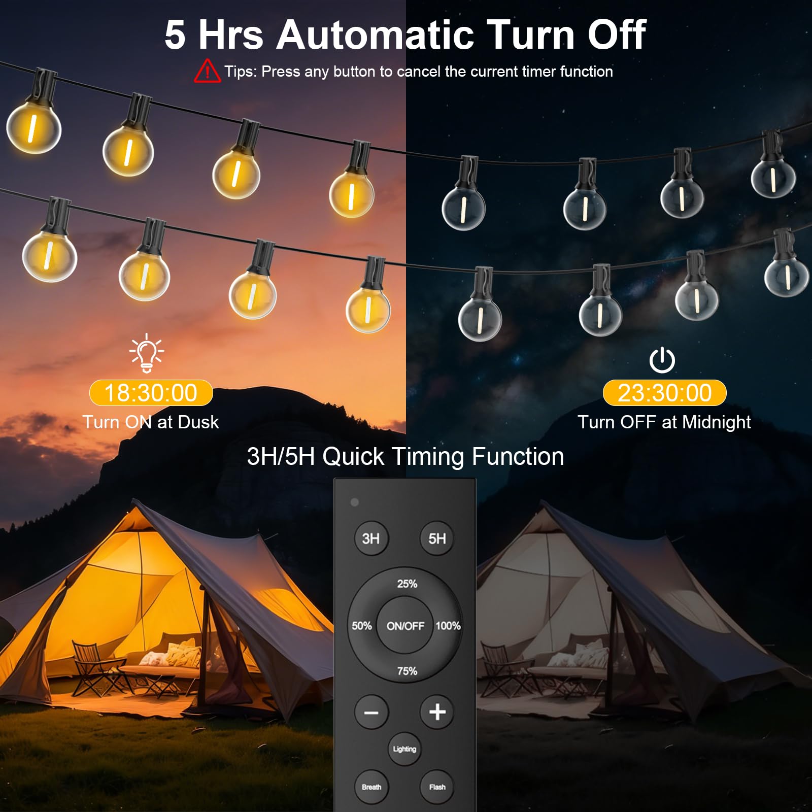 Catena Luminosa Esterno Dimmerabile 30M, Luci da Esterno Giardino G40 con Telecomando, 50+2 LED Lampadine Infrangibili, Impermeabile Catena Luci Esterno per Terrazzo Bistrot