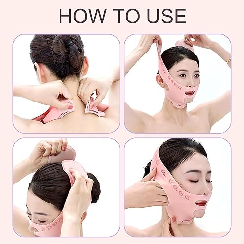 Miniatura 8 de Correa de elevación facial en V, correa de barbilla para dormir, eliminador de escultor de línea de mandíbula, ejercicio de apriete de mandíbula de