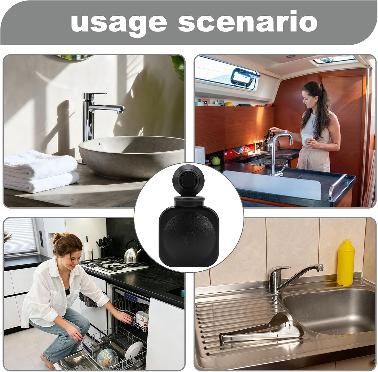 RV Soap Dispenser, Vacuum Suction Wall Mount, ABS Resin, Holds 6.5 lb