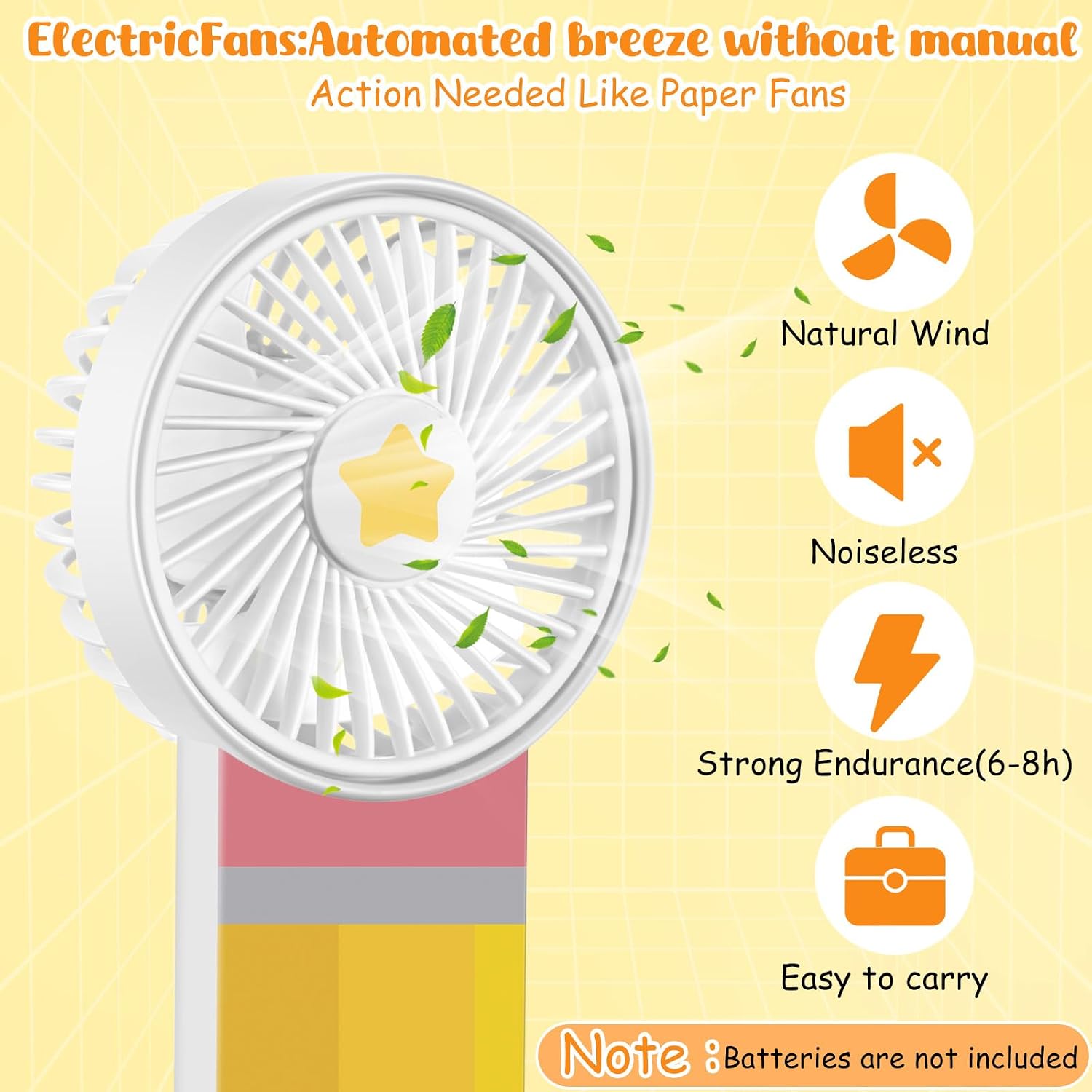 Retisee 12 Pcs Teacher Appreciation Gifts Bulk Mini Portable Fan Battery Operated Handheld Fan Personal Lightweight Pocket for Back to School Summer Graduation Travel Essentials (Pencil Style)