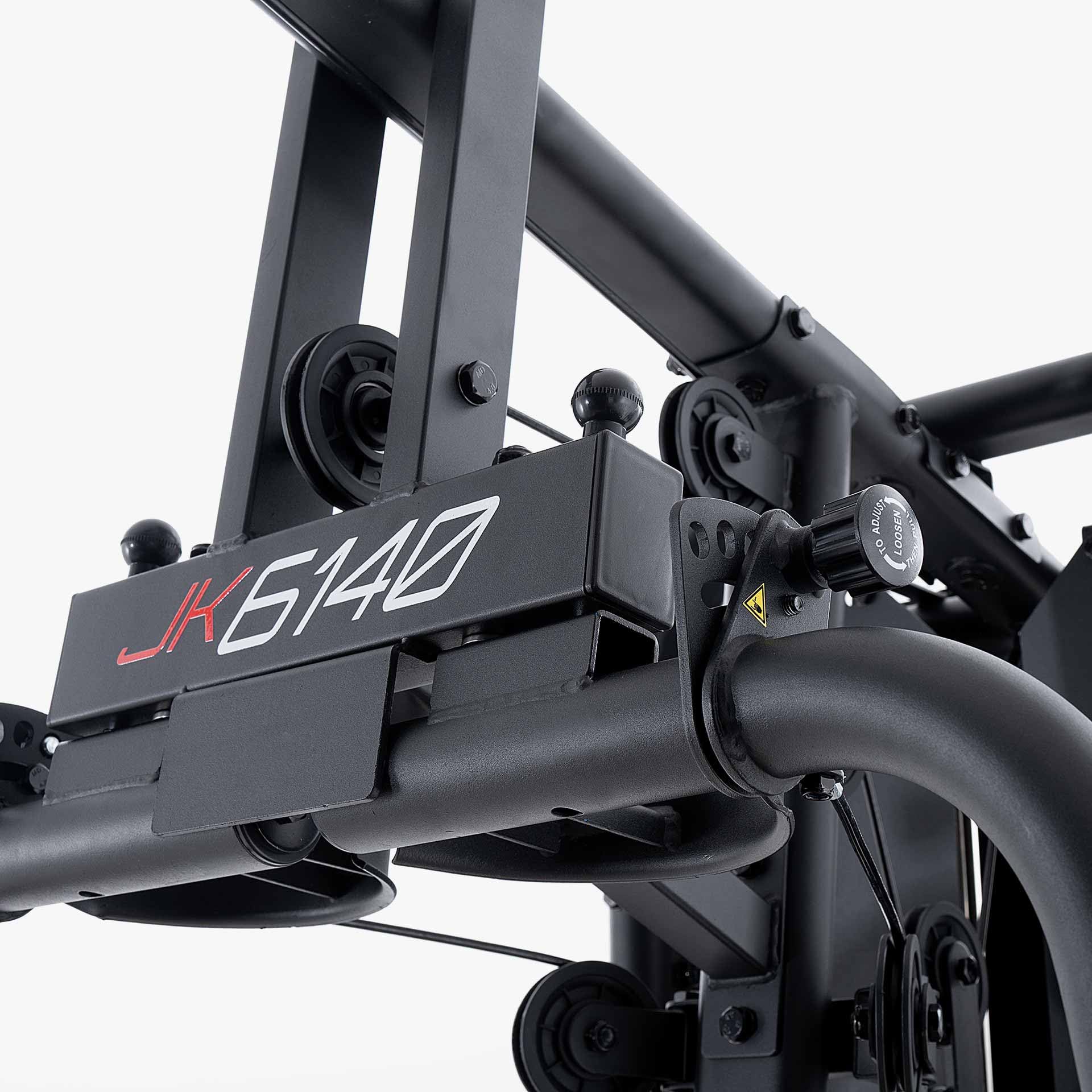 JK FITNESS [Stazione Multifunzione Con Double Pulley Laterale Pacco Pesi 80Kg] MultiGym Macchina A Cavi Home Gym Cavi Acciaio 5mm, Carrucole 9cm, Regolazioni Sedile 3 Schienale 5, JK6140 FullBlack Pro