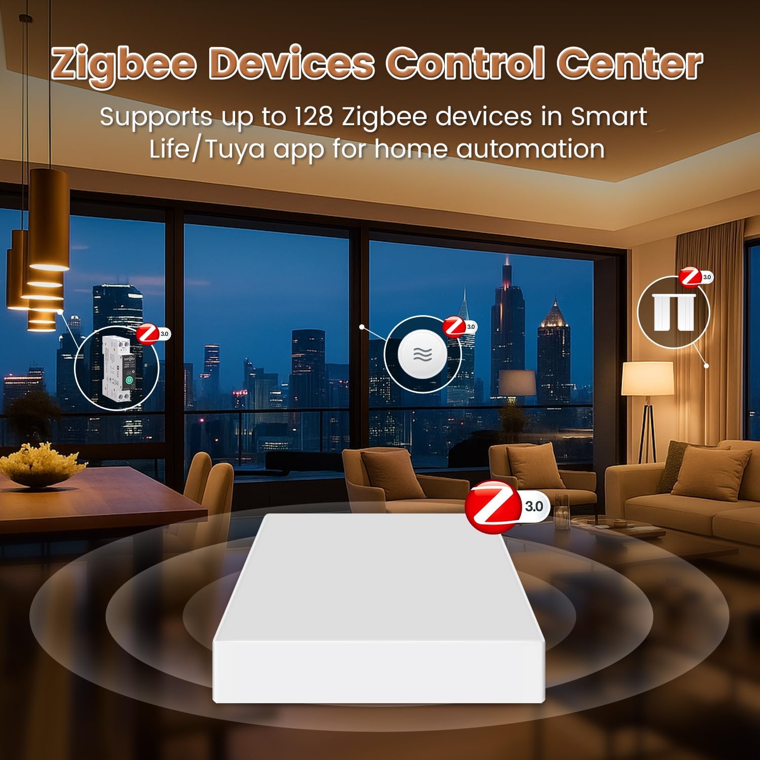 Zigbee 3.0 Smart Home Wired Hub/Gateway, 5VDC 1A No Adapter,Suppprt Various Zigbee Devices via Smart Life/Tuya App,Zigbee Devices Control Center for Home Automation,with Type A to C Power Cable