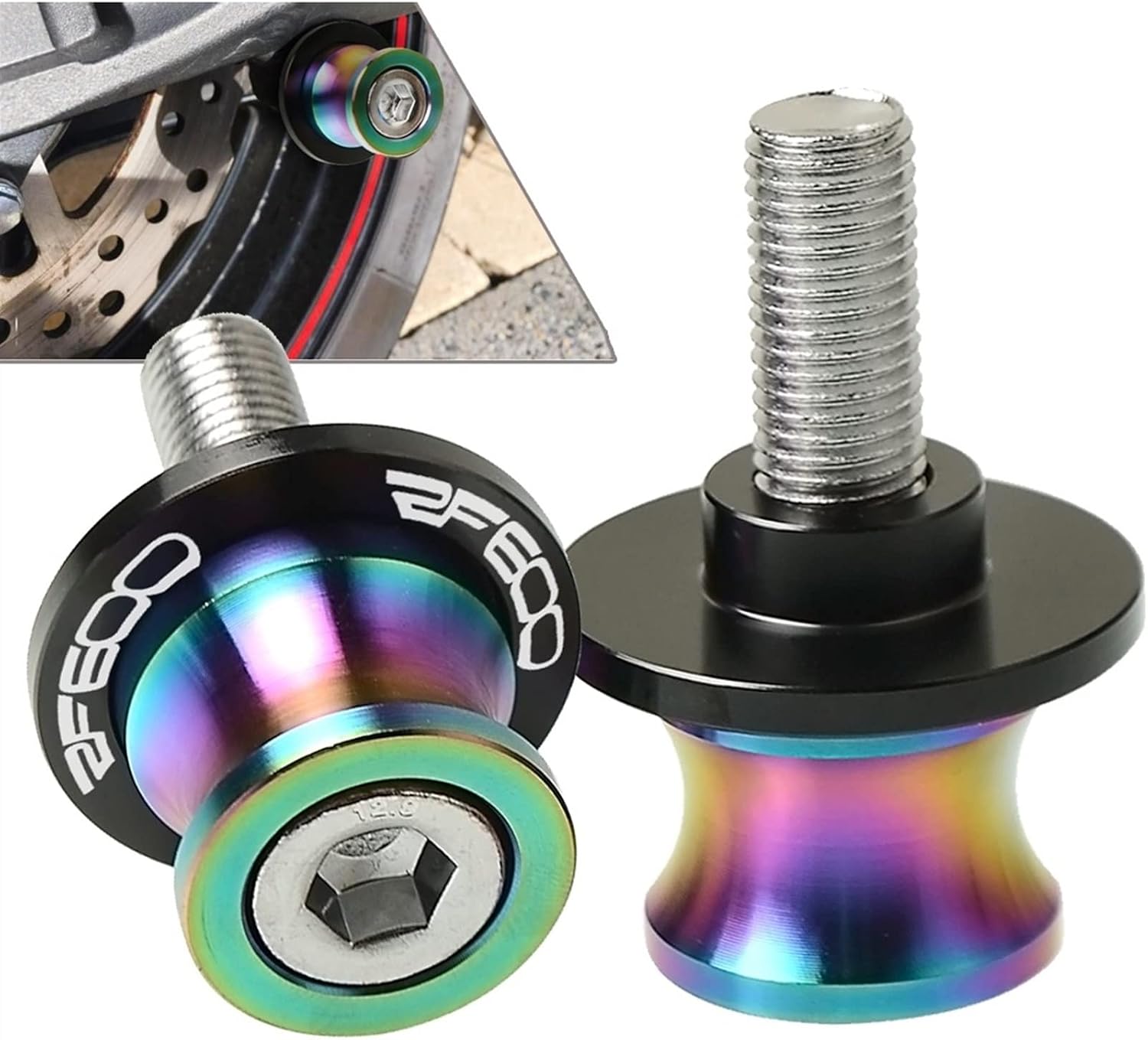 TOKAC Stand Screws M8 Swingarm Stand Screws CNC Motorcycle Swing Arm Spools Sliders Bobbins for Suzuki RF600R RF600 1994 1995 1996 1997 1998 1999 for Everyone (Color : Colorful Blue)