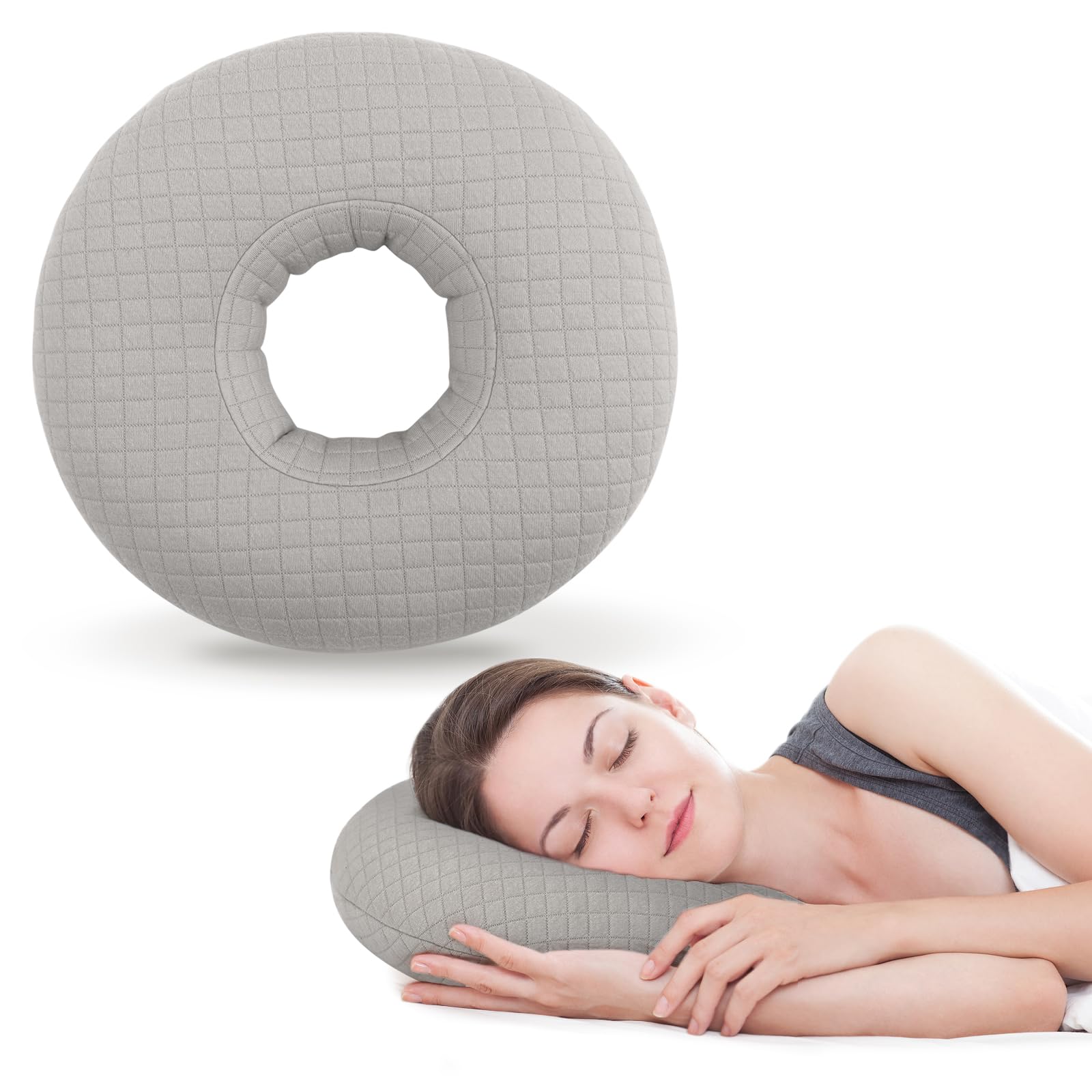 RoamReady Ear Piercing Pillow for Side Sleepers Ear Pillows with Holes for Pain Earring Inflammation Pressure Sores