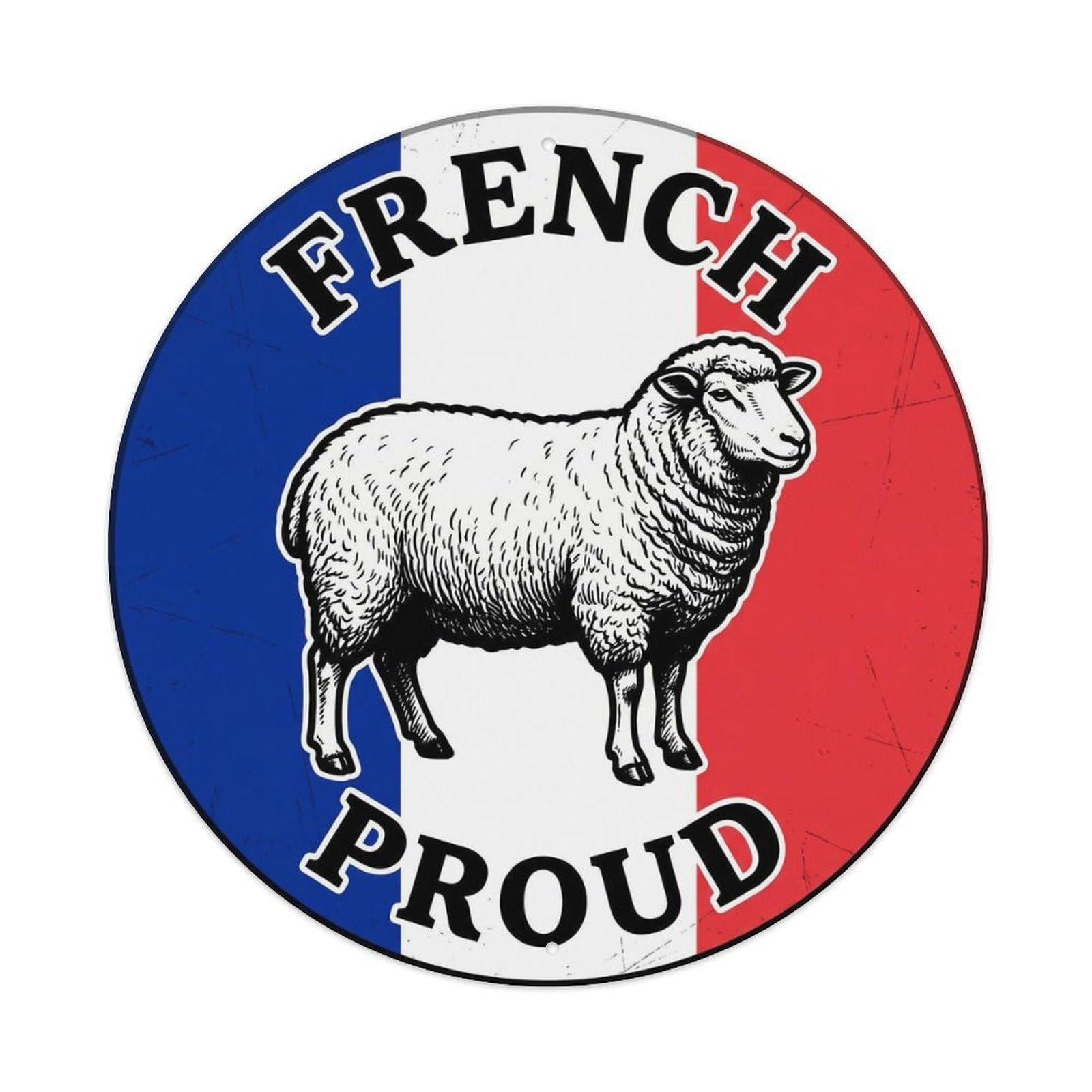 Olhnbad Style French Proud Sheep Farm Animal National Emblem Metal Tin Sign