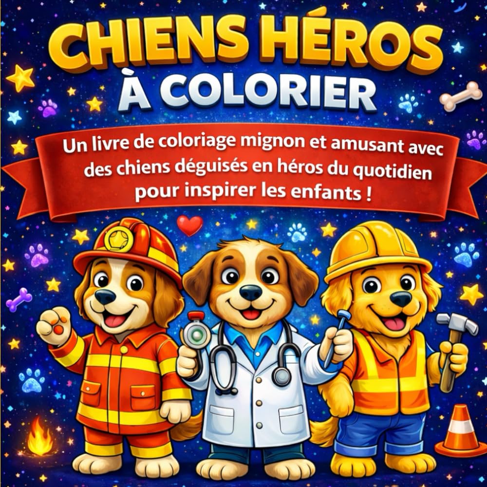 Chiens Héros à colorier: Un livre de coloriage mignon et amusant avec des chiens déguisés en héros du quotidien pour inspirer les enfants