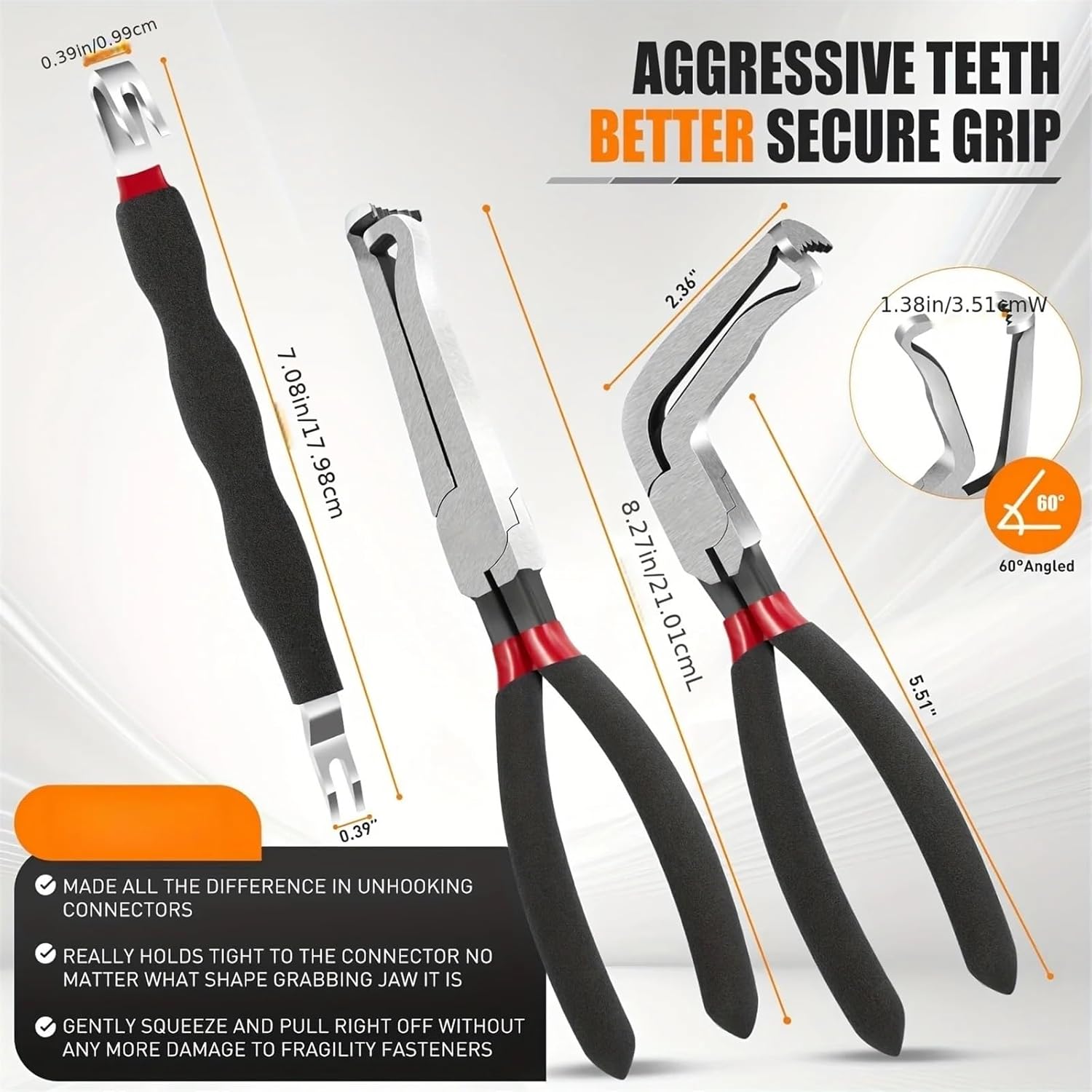 Electrical Disconnect Pliers Connector Separator 60 Degree For Wiring MAF Sensors Fuel Injectors Coils 1Pcs(Crowbar)