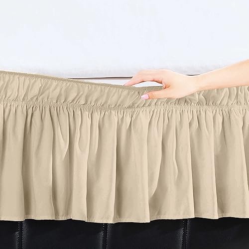 Miniatura 4 de Elegant Comfort Lujosa falda de cama elástica con volantes, con caída a medida de 16 pulgadas, ajuste fácil, calidad premium, resistente a las