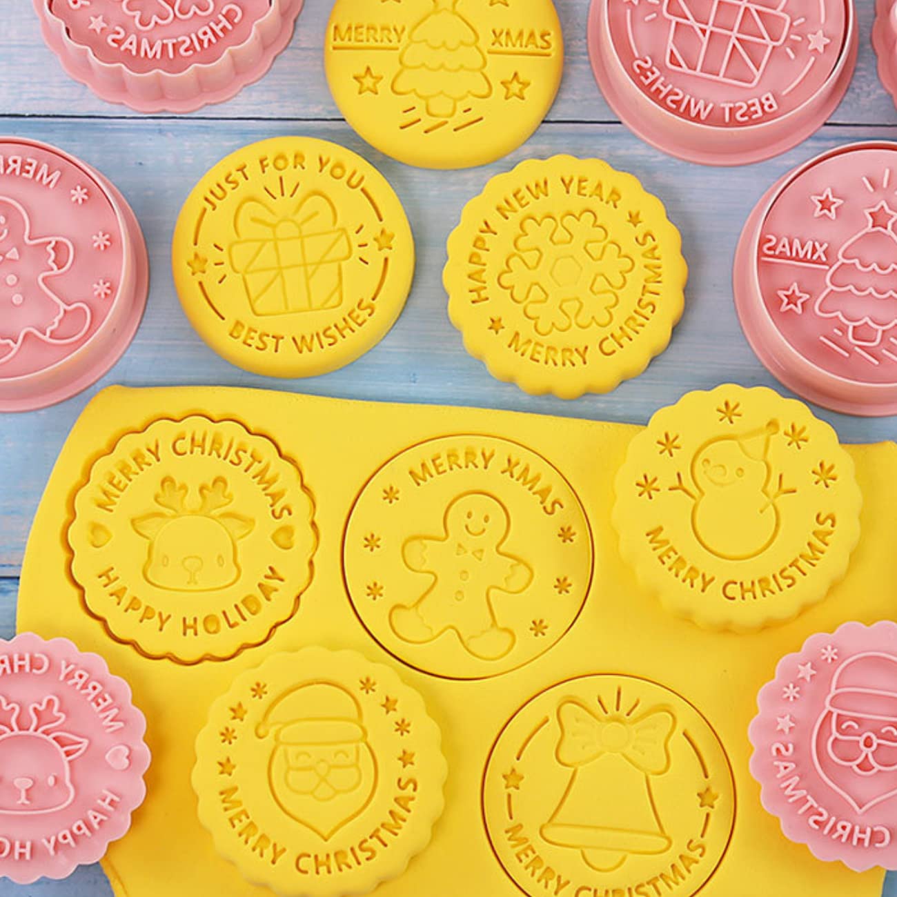 Christmas Cookie Cutter Set,8 Pieces 3D Plastic Cookie Stampers Santa Claus Xmas Tree Gingerbread Snowman Cutter Stamper Mold Biscuit Cutters for Christmas Baking - Image 4