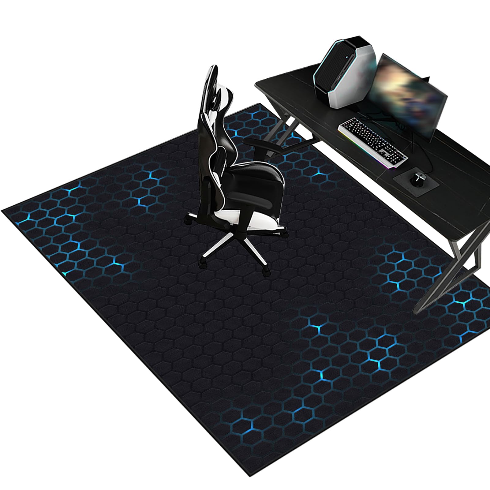 Bodenschutzmatte Bürostuhl, Gaming Stuhlmatten, Bürostuhlmatten, Gaming Stuhl Unterlage, Stuhlunterlage, Schreibtischstuhl Unterlage Geeignet für Büro und Zuhause, Rechteckig Bodenmatte 90 x 120 cm